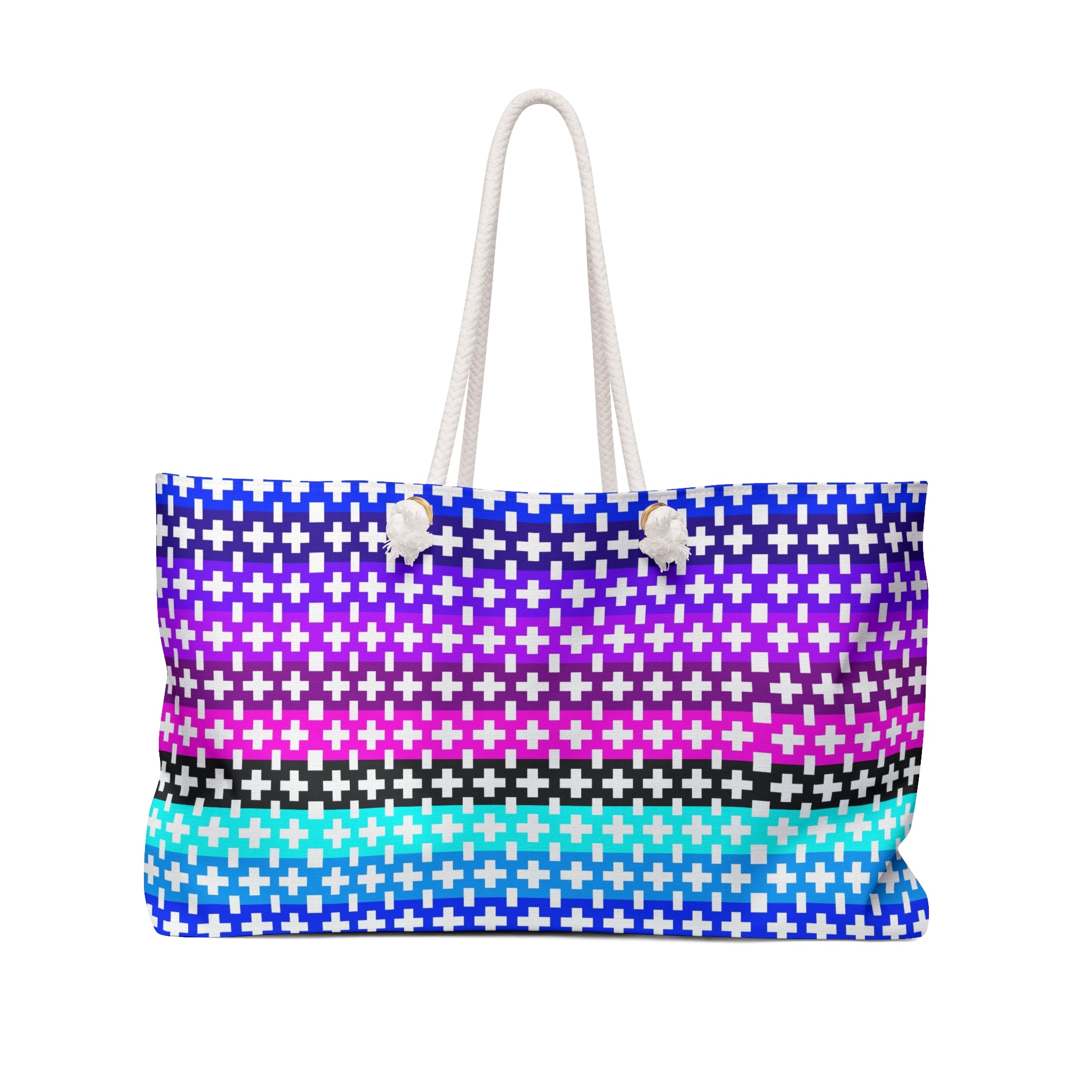 Vibrant Geometric Pattern Weekender Bag | Perfect for Travel, Beach, Gym, Gifts, Festivals