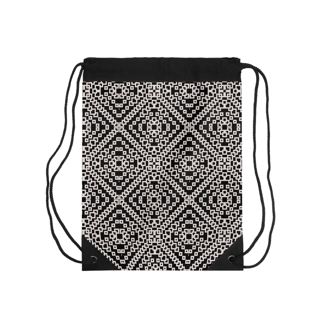 Chic Geometric Drawstring Bag, Stylish Gym Sack, Modern Tote, Ethnic Pattern Backpack, Trendy Travel Storage