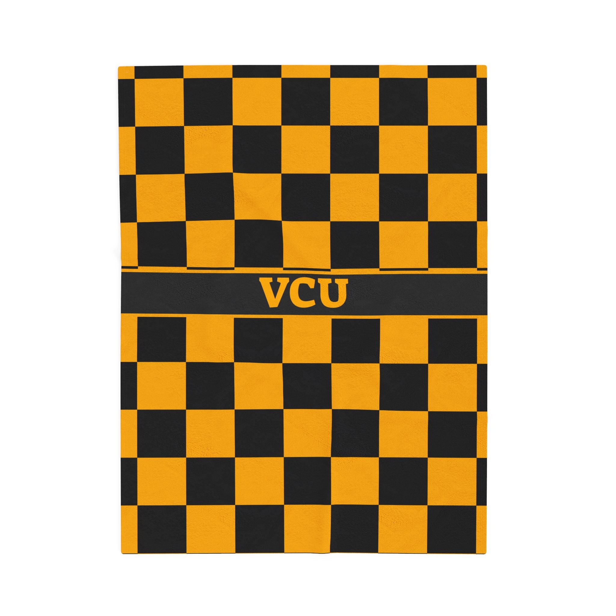 VCU Checkerboard Velveteen Plush Blanket, Cozy Sport Throw, Game Day Blanket, Graduation Gift, Unique Home Decor
