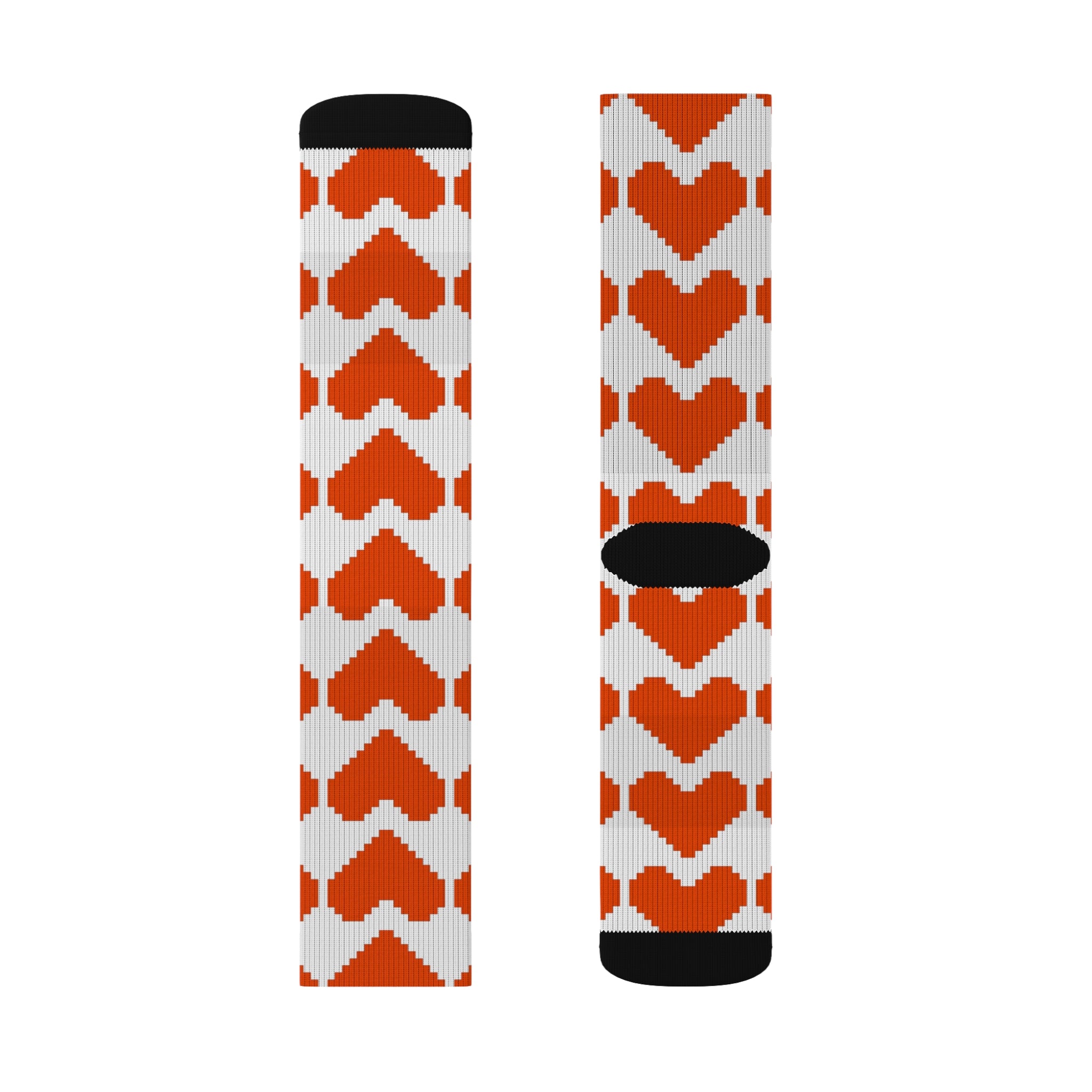 Heart Pattern Sublimation Socks - Fun Gift for Loved Ones, Cozy Footwear for Valentine's Day, Cute Casual Wear, Unique Accessories