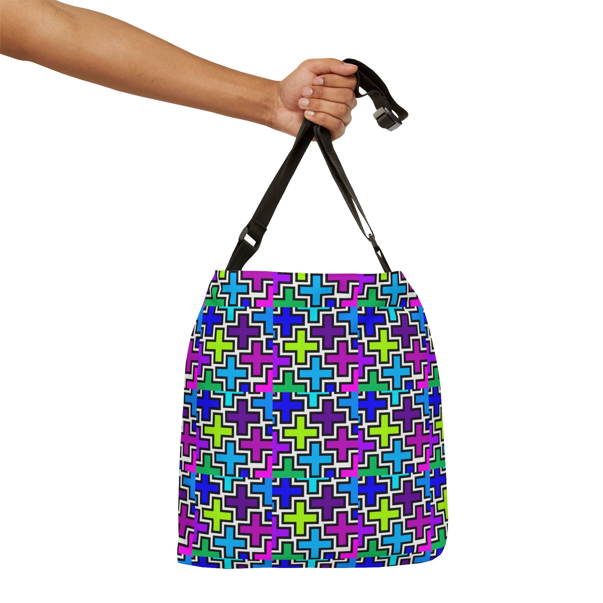 Colorful Adjustable Tote Bag, Stylish Cross-Patterned Bag for Everyday Use, Eco-Friendly Shopping Tote, Unique Gift for Her, Travel [...]