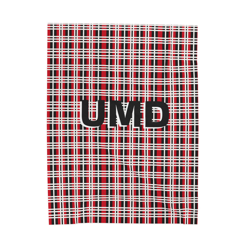 Cozy Personalized Velveteen Plush Blanket, Warm Throw, Soft Home Décor, Perfect Gift for Holidays, UMD Plaid Design