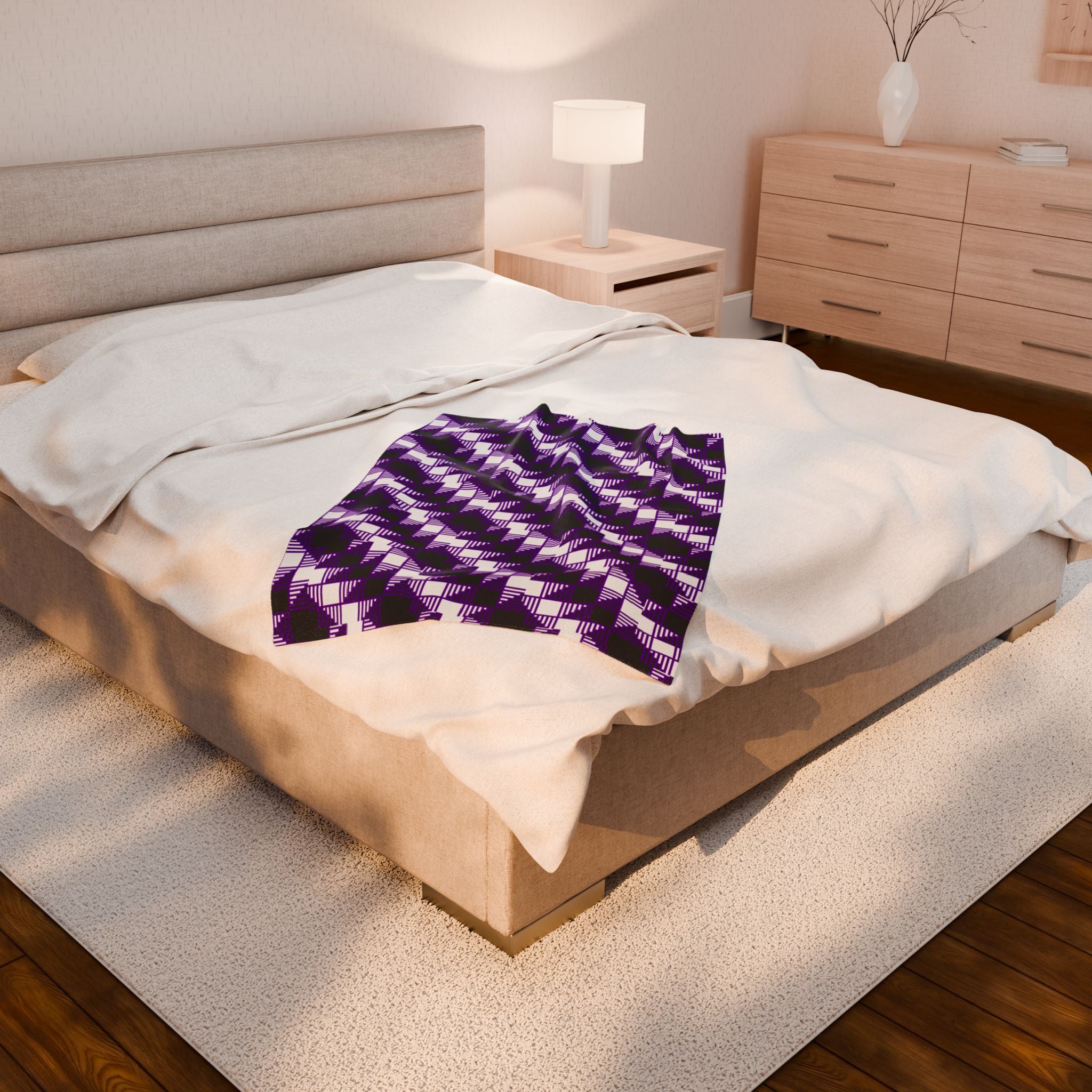 Cozy Abstract Pattern Velveteen Plush Blanket, Home Decor Throw, Warm Bedding, Gift for Her, Unique Layering Piece