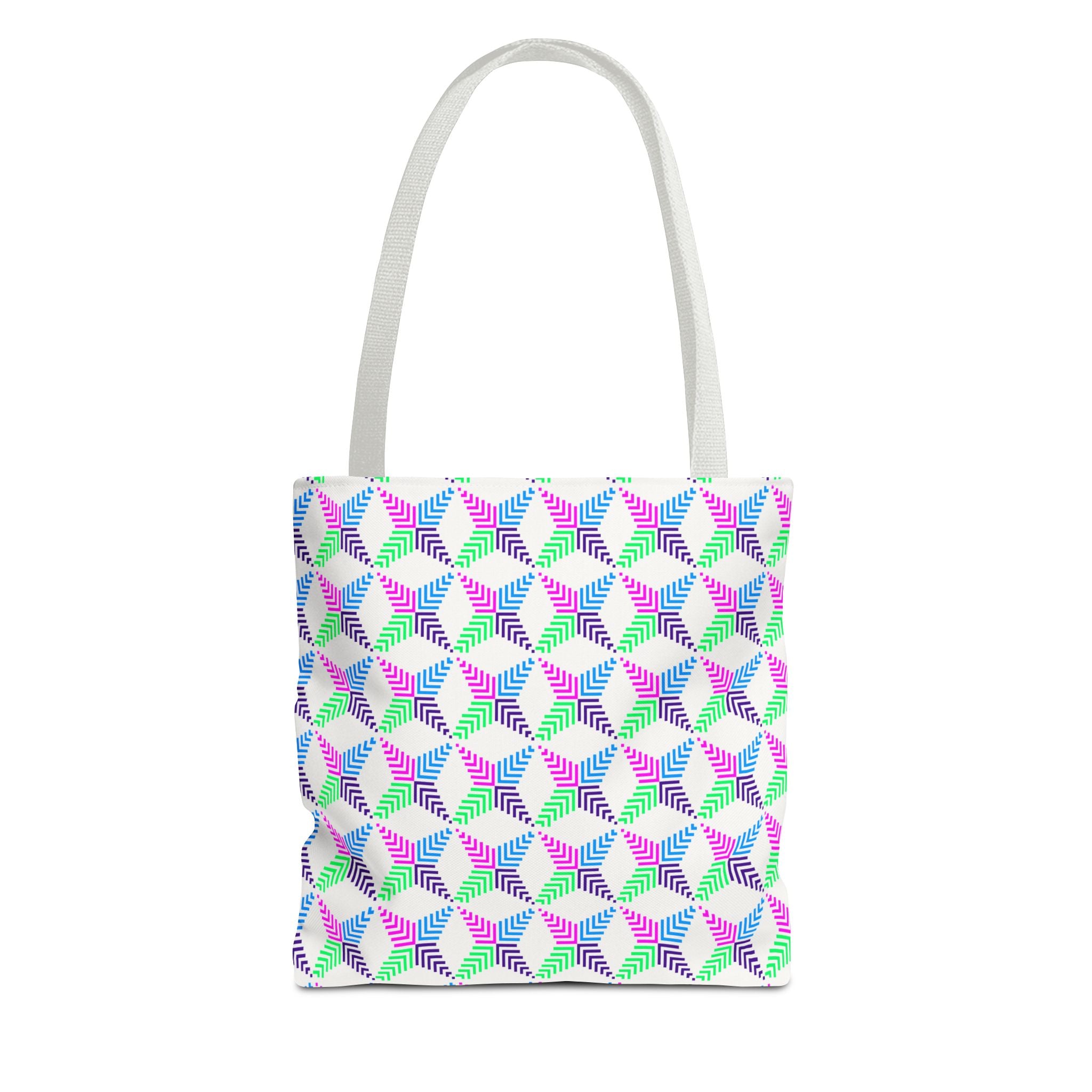 Colorful Geometric Tote Bag, AOP Canvas Shopper, Trendy Beach Bag for Shopping, Eco-Friendly Gift, Stylish Everyday Carry