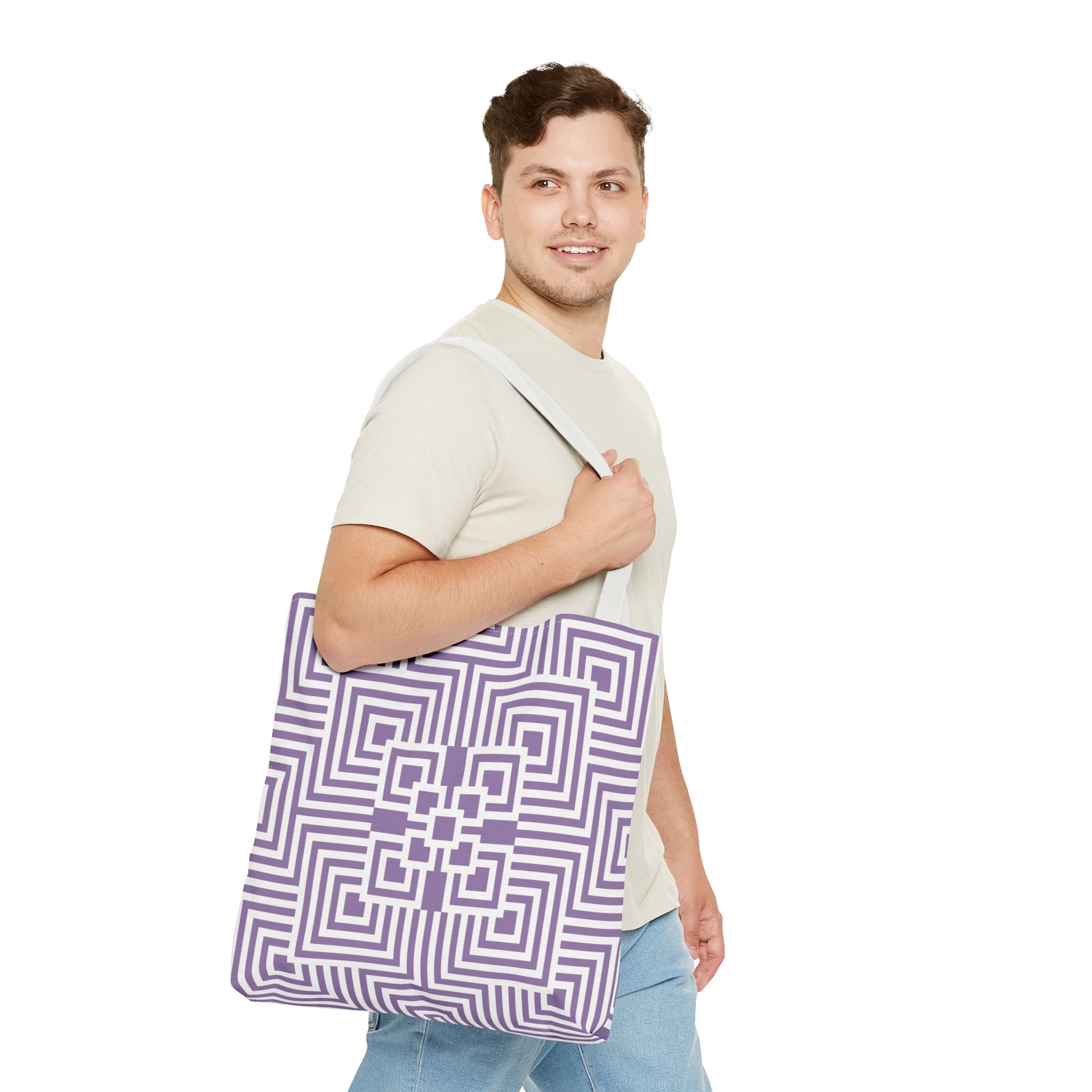 Geometric Pattern Tote Bag - Stylish Reusable Shopping Bag, Eco-Friendly Gift, Fashion Accessory, Purple Art Design, Everyday Use