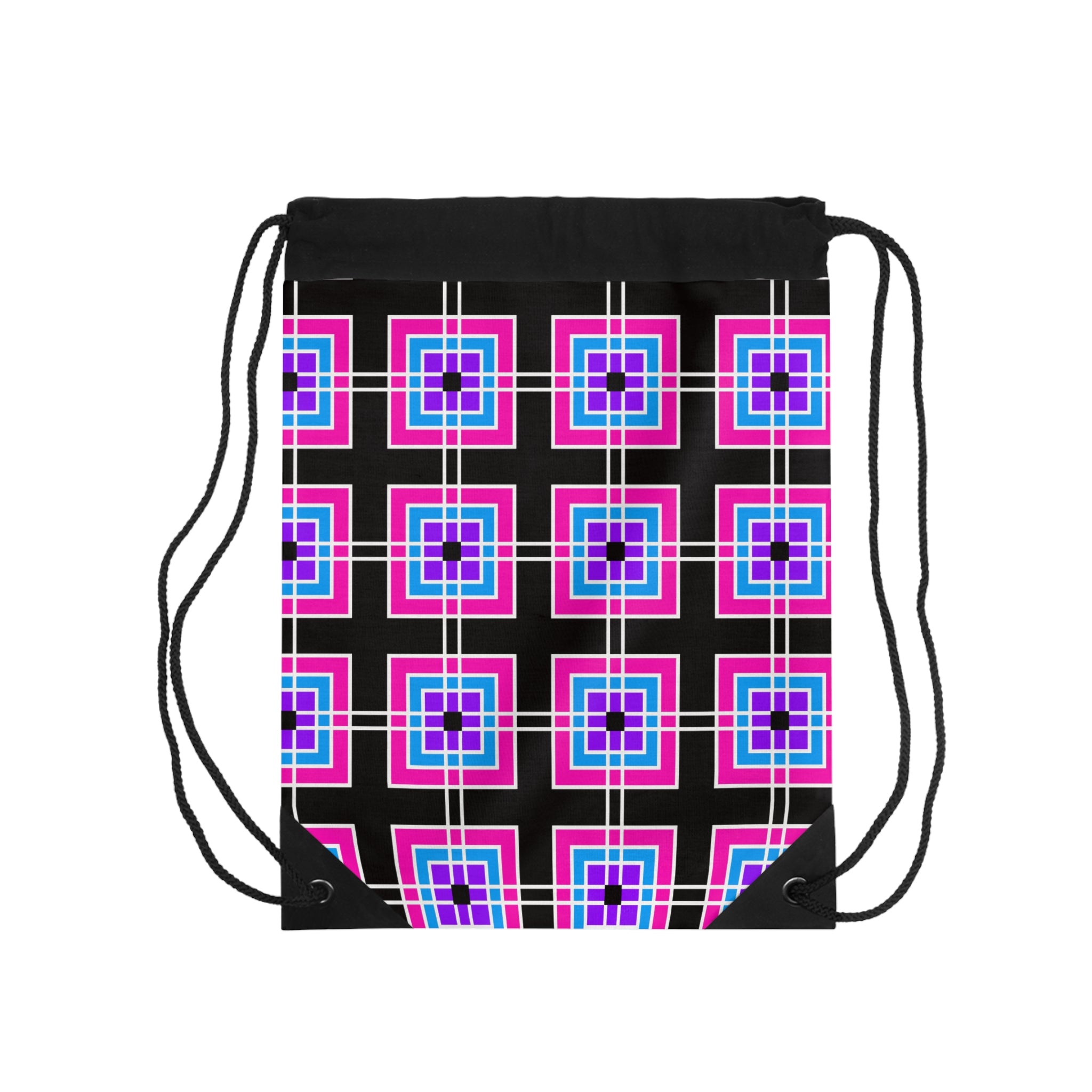 Colorful Geometric Drawstring Bag, Stylish Gym Bag, Tote, Travel Bag, Party Favor, Fun Accessory