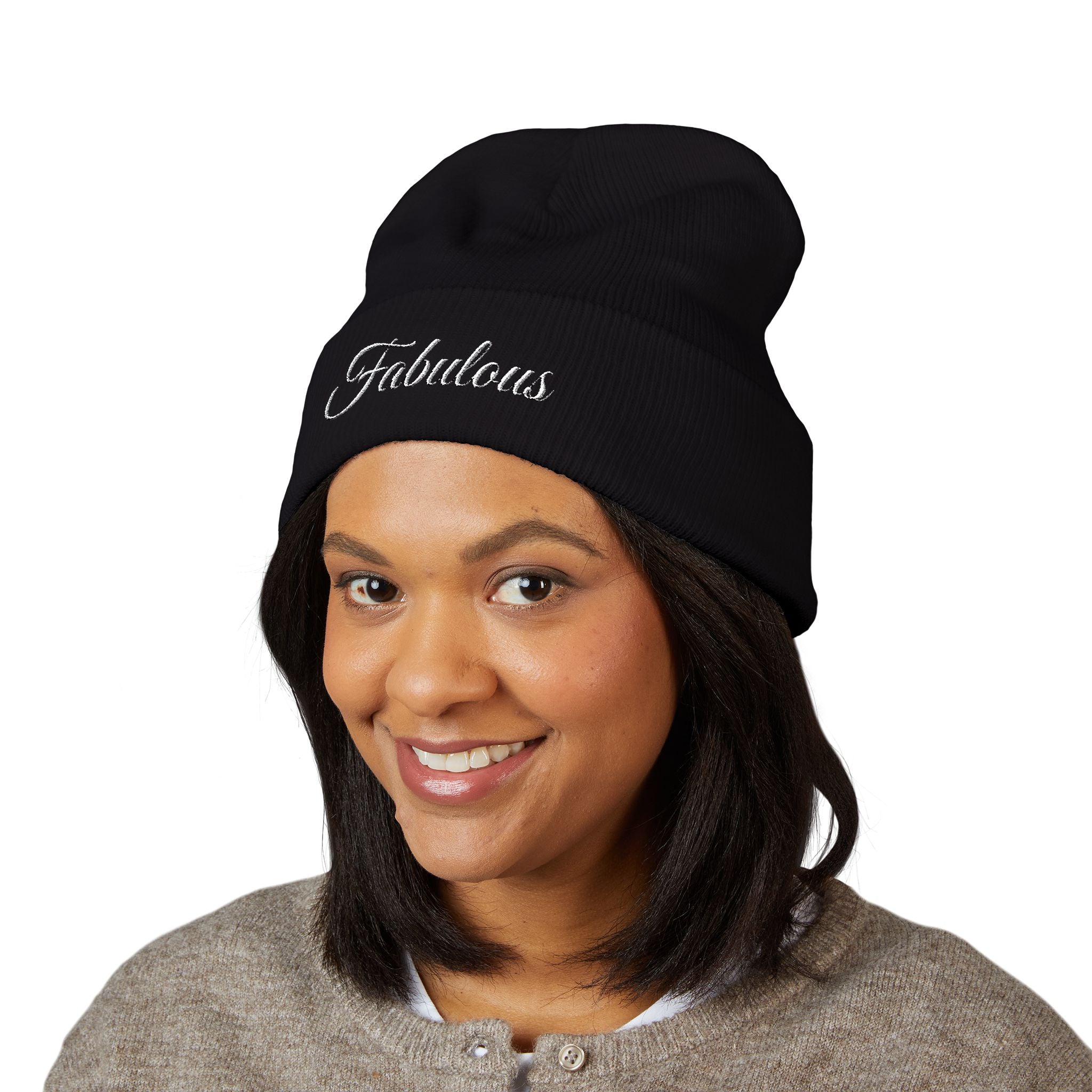 Fabulous Embroidered Cuffed Beanie, Trendy Winter Hat, Cozy Beanie for Women, Gift for Friends, Fashion Accessory