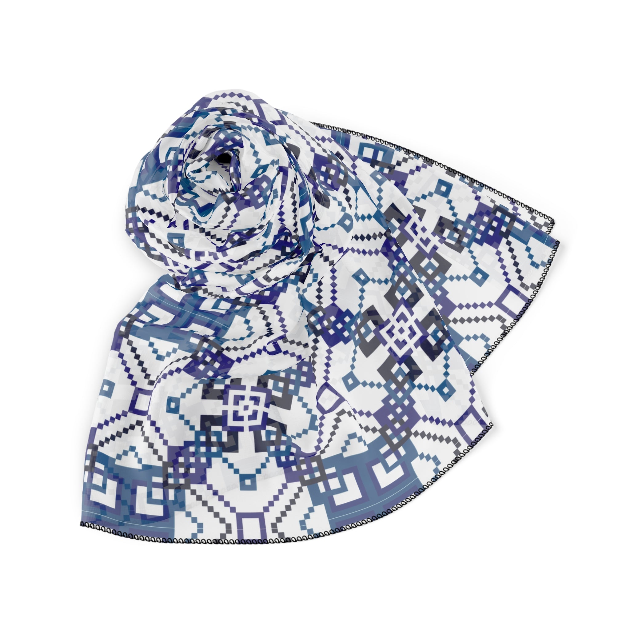 Stylish Geometric Pattern Poly Scarf, Elegant Neck Wrap, Fashion Accessory, Gift for Her, Winter Wear, Versatile Shawl