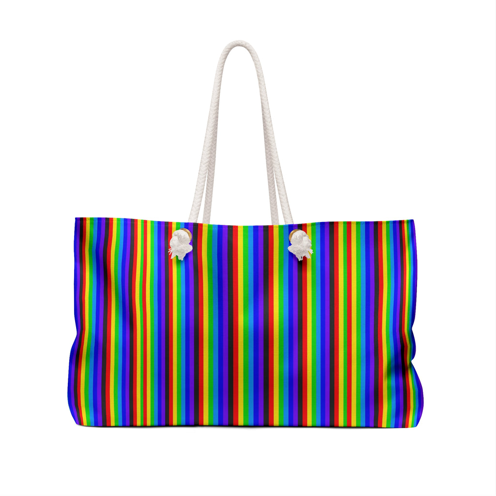 Vibrant Rainbow Stripe Weekender Bag - Travel Tote, Gym Bag, Beach Bag, Overnight Bag, Stylish Gift for Her