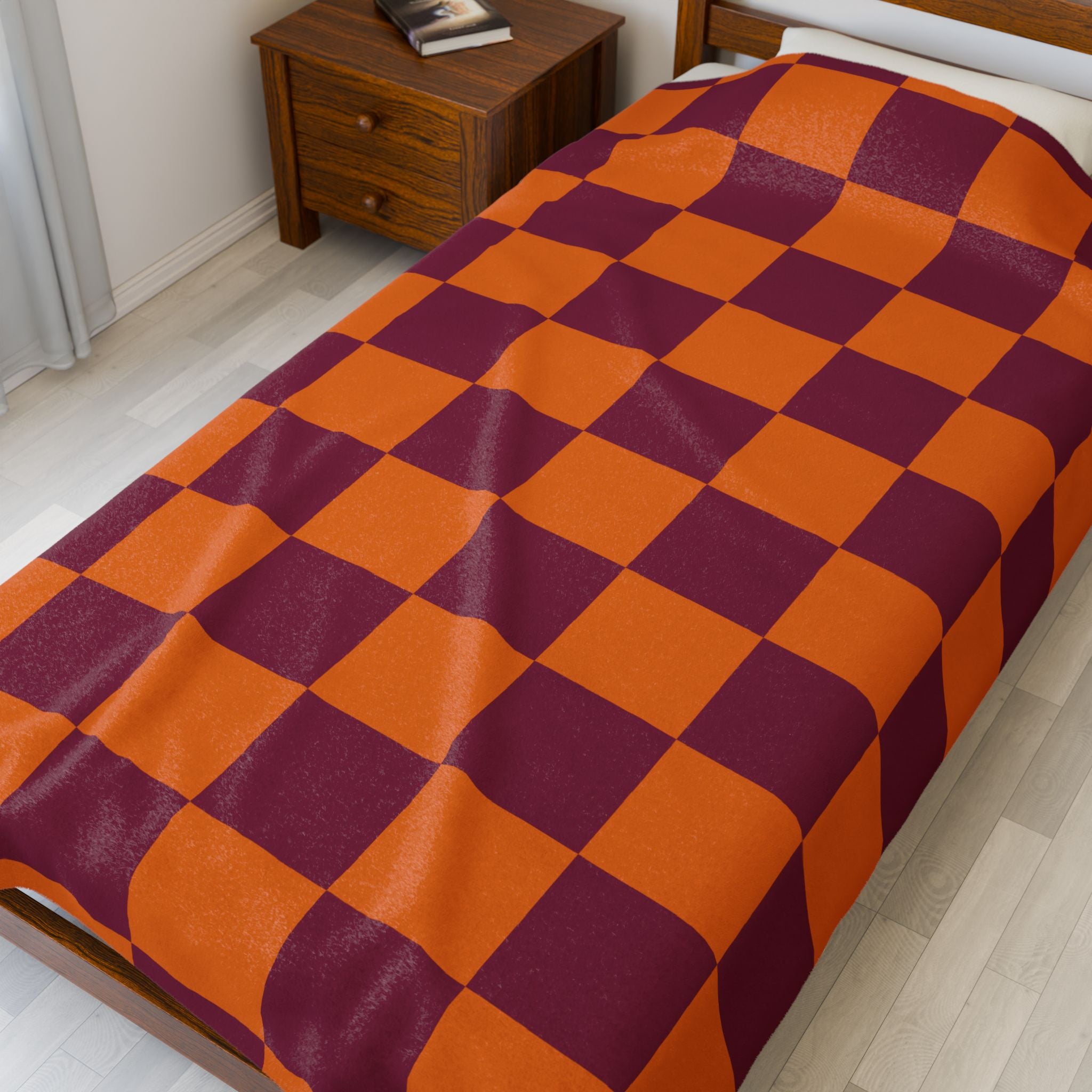 Cozy Velveteen Plush Blanket Featuring Checkerboard Design, Soft Throw, Gift for Home, Fall Decor, Cozy Nights, Special Occasions