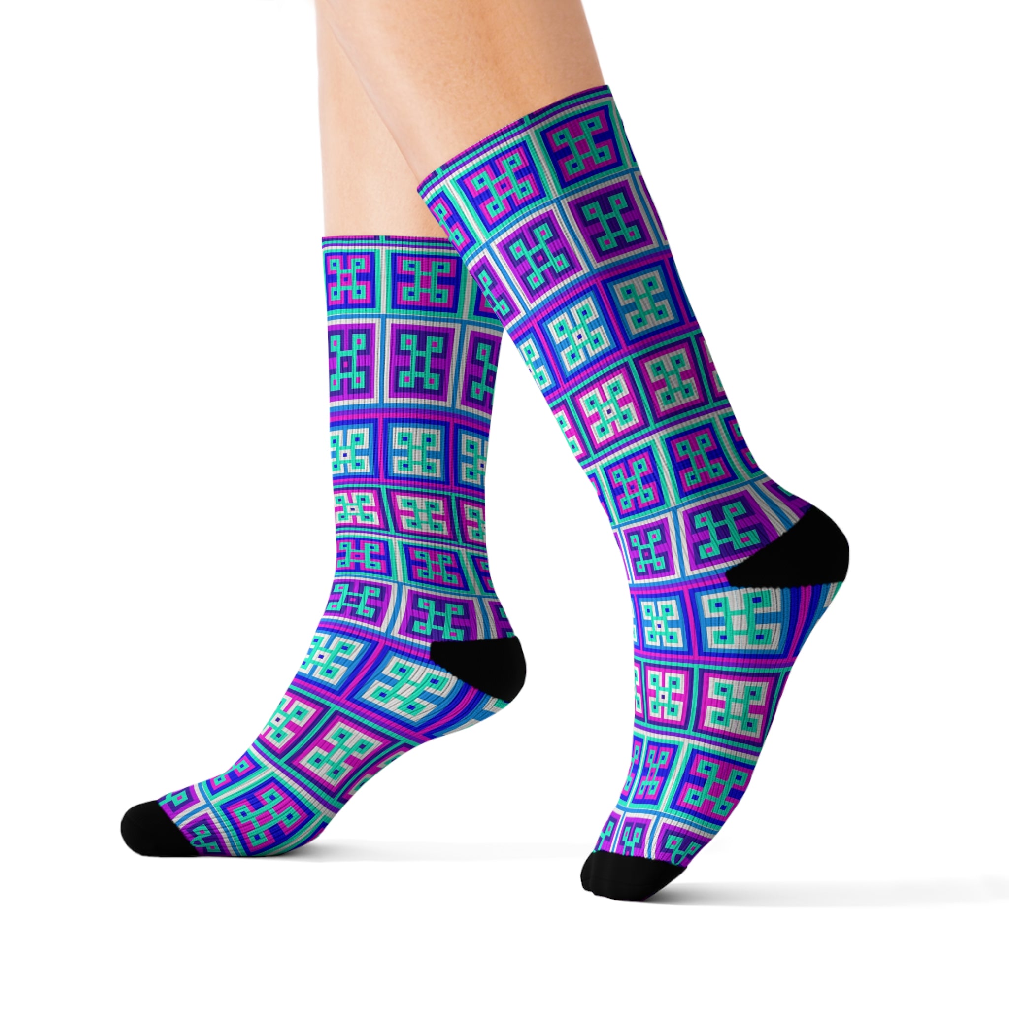 Colorful Patterned Sublimation Socks, Funky Socks, Gift for Her, Trendy Fashion Accessories, Unique Wearable Art, Cozy Home Essentials