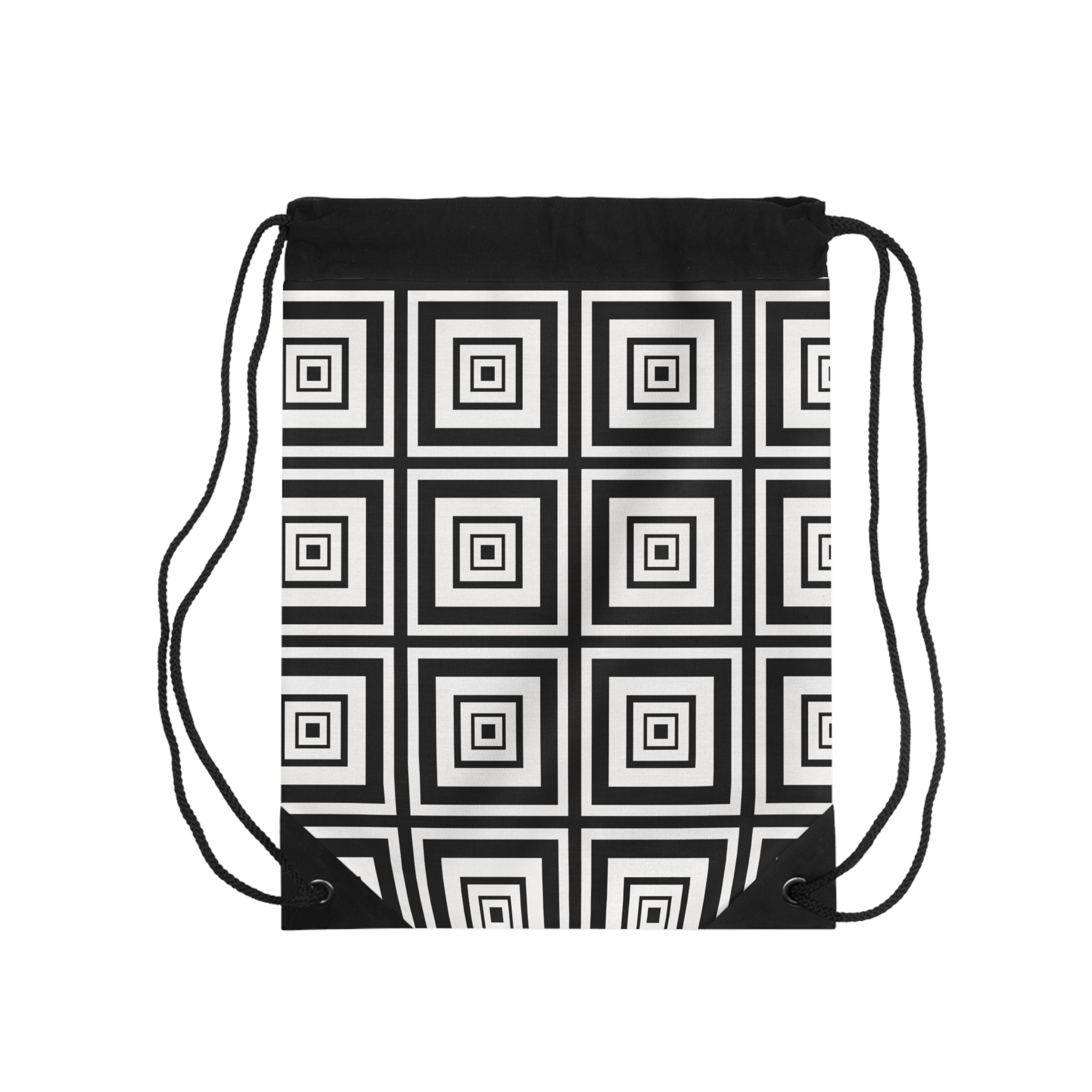 Geometric Pattern Drawstring Bag, Stylish Gym Sack, Black and White Sport Bag, Minimalist Backpack, Perfect for School and Travel