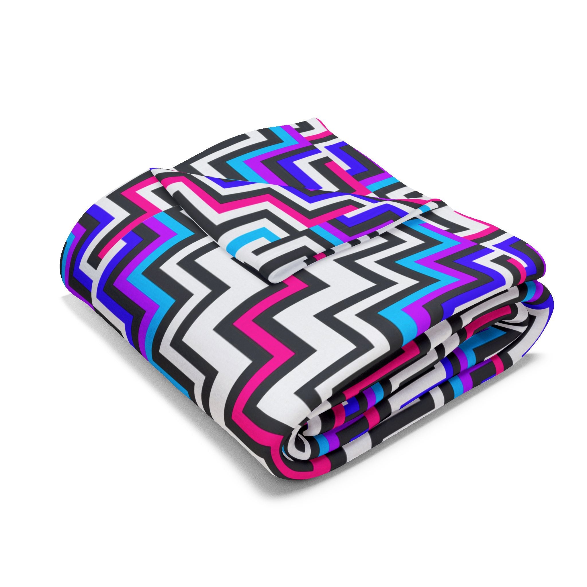 Colorful Zigzag Arctic Fleece Blanket - Cozy Throw for Home Decor, Gift, Indoor/Outdoor Use, Vibrant Bedding, Warm Layer