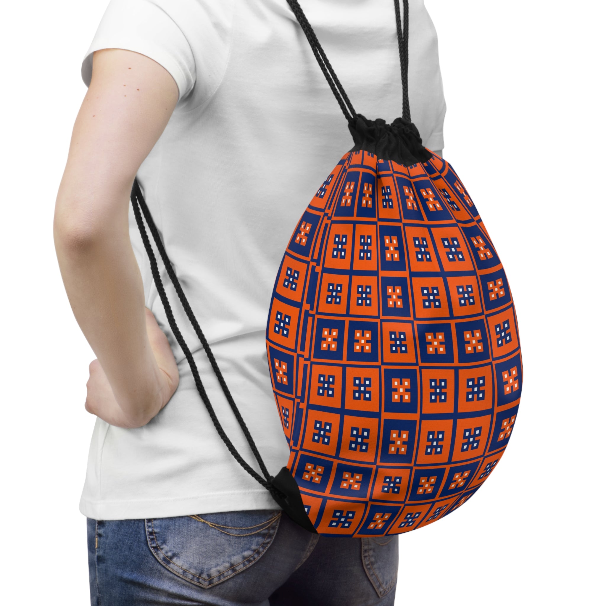Vibrant Geometric Drawstring Bag - Sporty, Casual, Gym, Gift, Travel, Festival