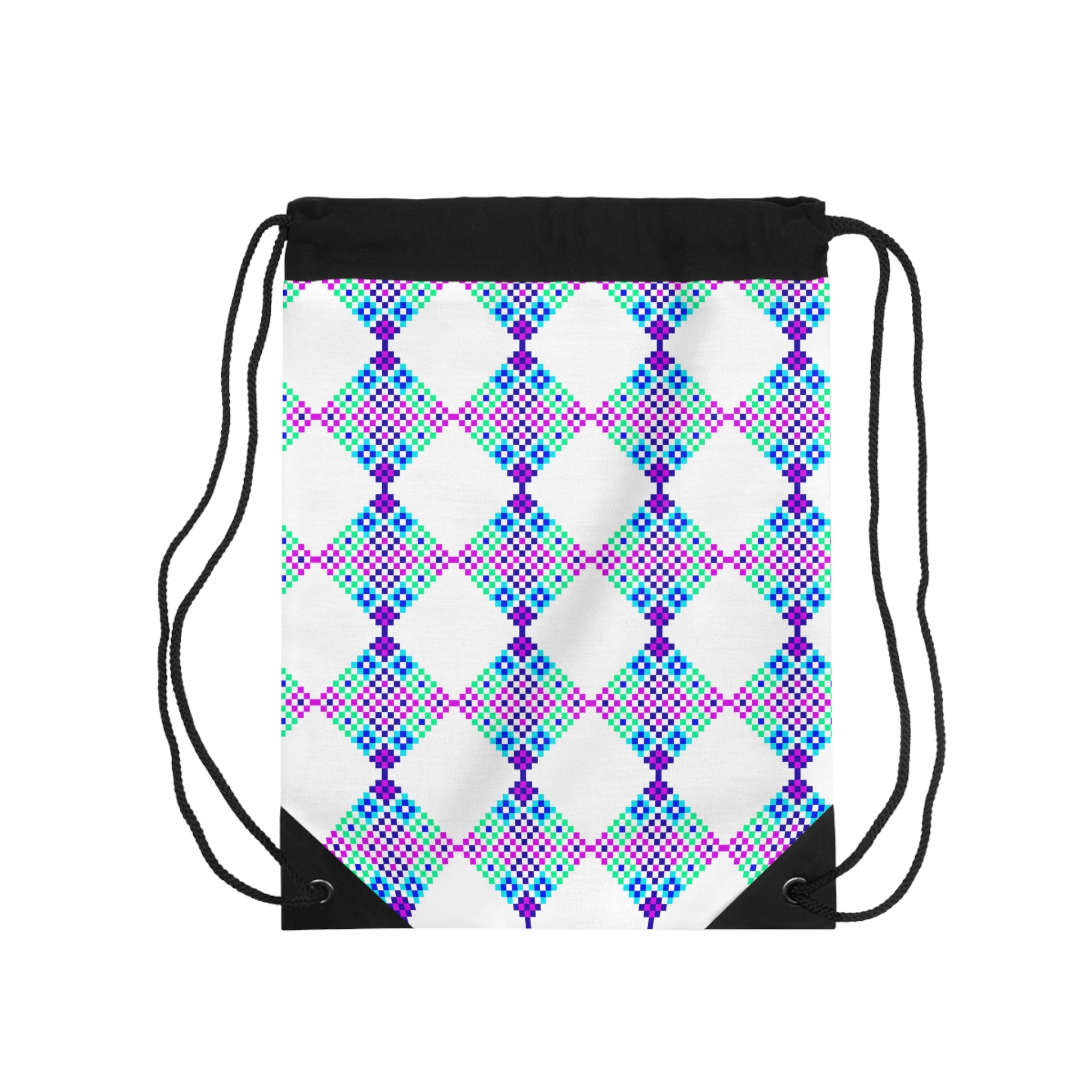 Colorful Geometric Drawstring Bag | Stylish Gym Sack, Travel Tote, Gift for Her, Casual Backpack, Summer Accessories