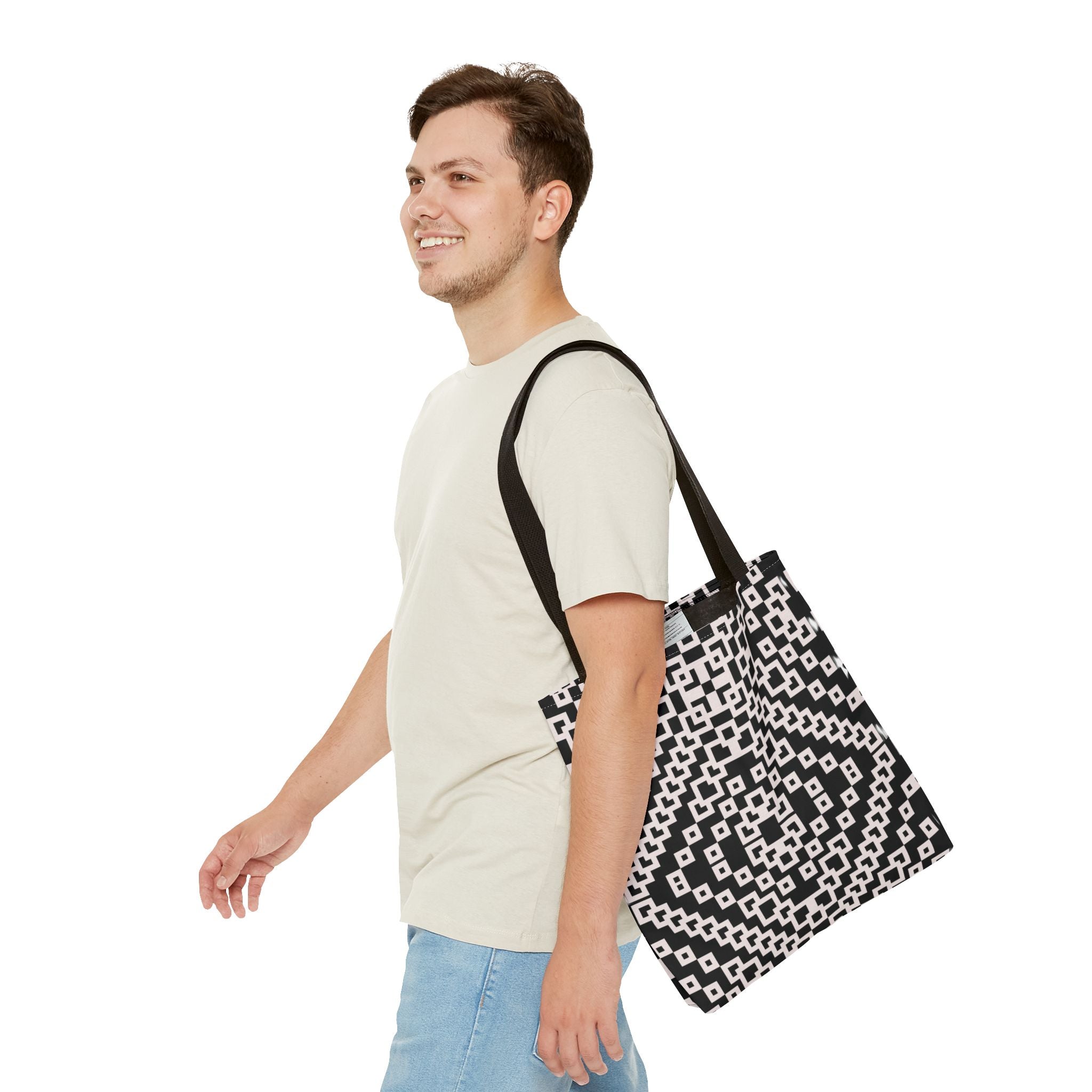 Chic Black and White Geometric Tote Bag | Stylish Everyday Carryall, Reusable Grocery Bag, Fashion Accessory, Gift for Her, Travel Tote