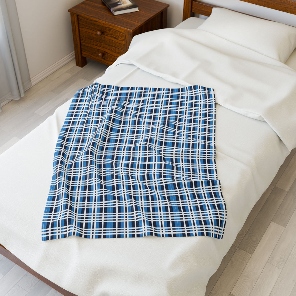 Cozy Plaid Velveteen Plush Blanket, Soft Throw Blanket for Home Decor, Gift for College Students, Campfire Blanket, Stylish Warm Cover