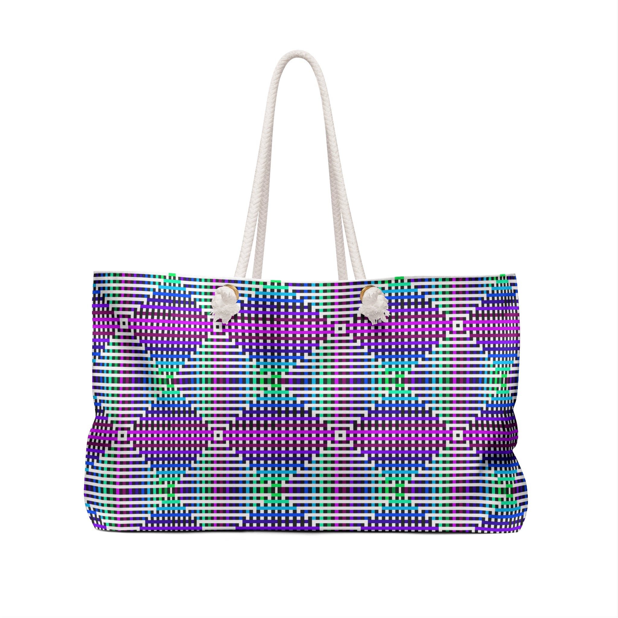 Colorful Geometric Weekender Bag, Travel Tote, Beach Bag, Gym Bag, Stylish Overnight Bag, Boho Chic Carryall
