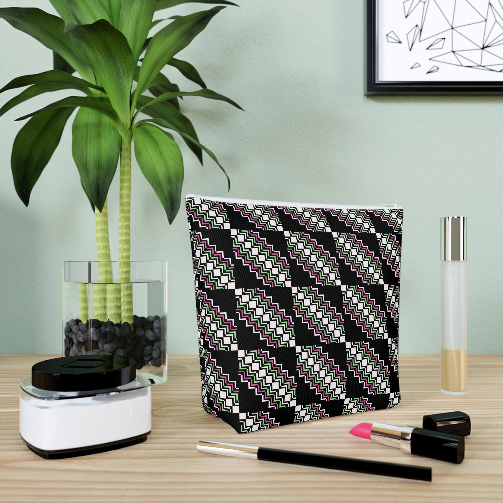 Chic Patterned Cotton Cosmetic Bag | Makeup Organizer, Travel Pouch, Cute Gift, Stylish Clutch, Everyday Essentials