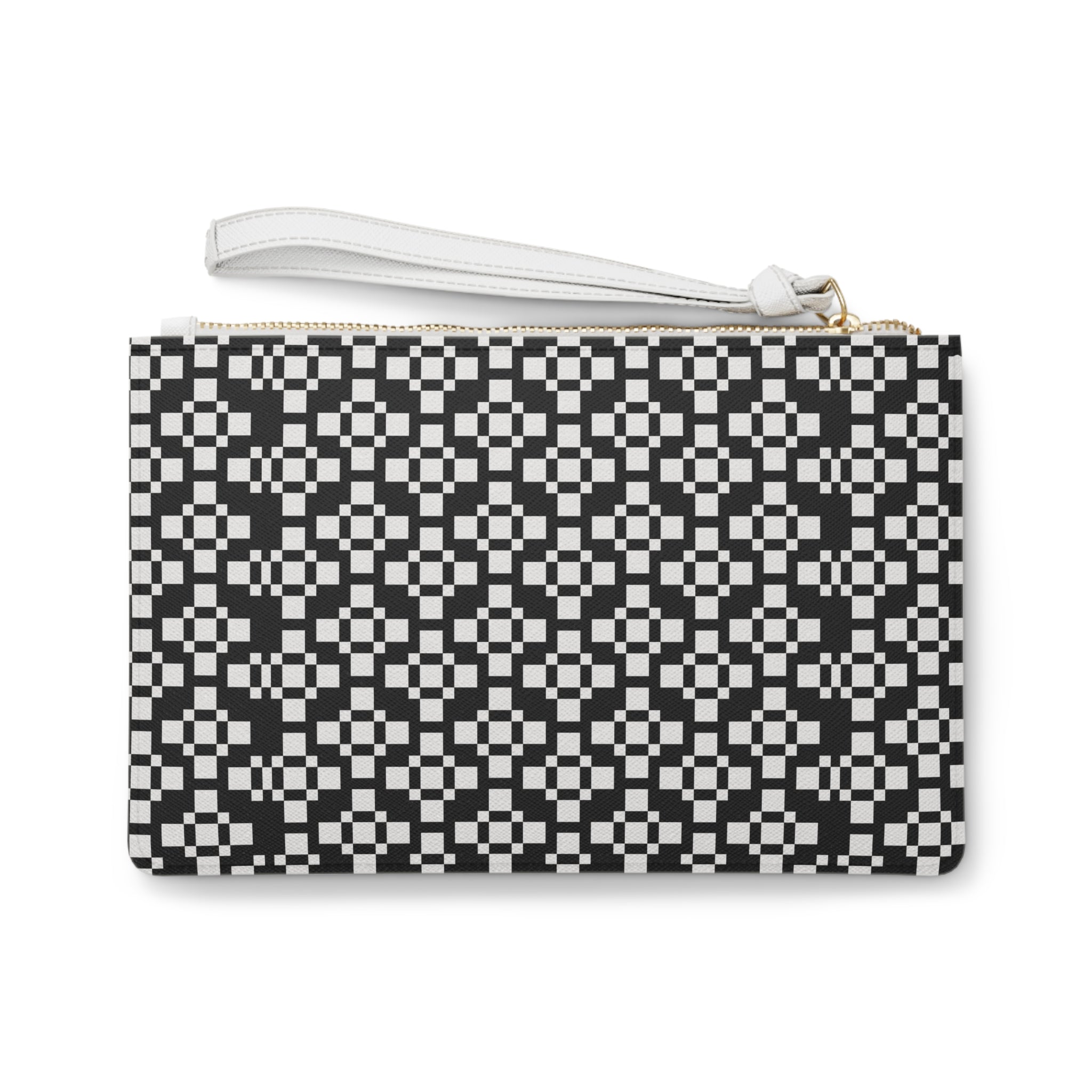 Chic Geometric Clutch Bag, Elegant Evening Handbag, Monochrome Wristlet, Fashionable Accessory, Modern Purse for Nights Out