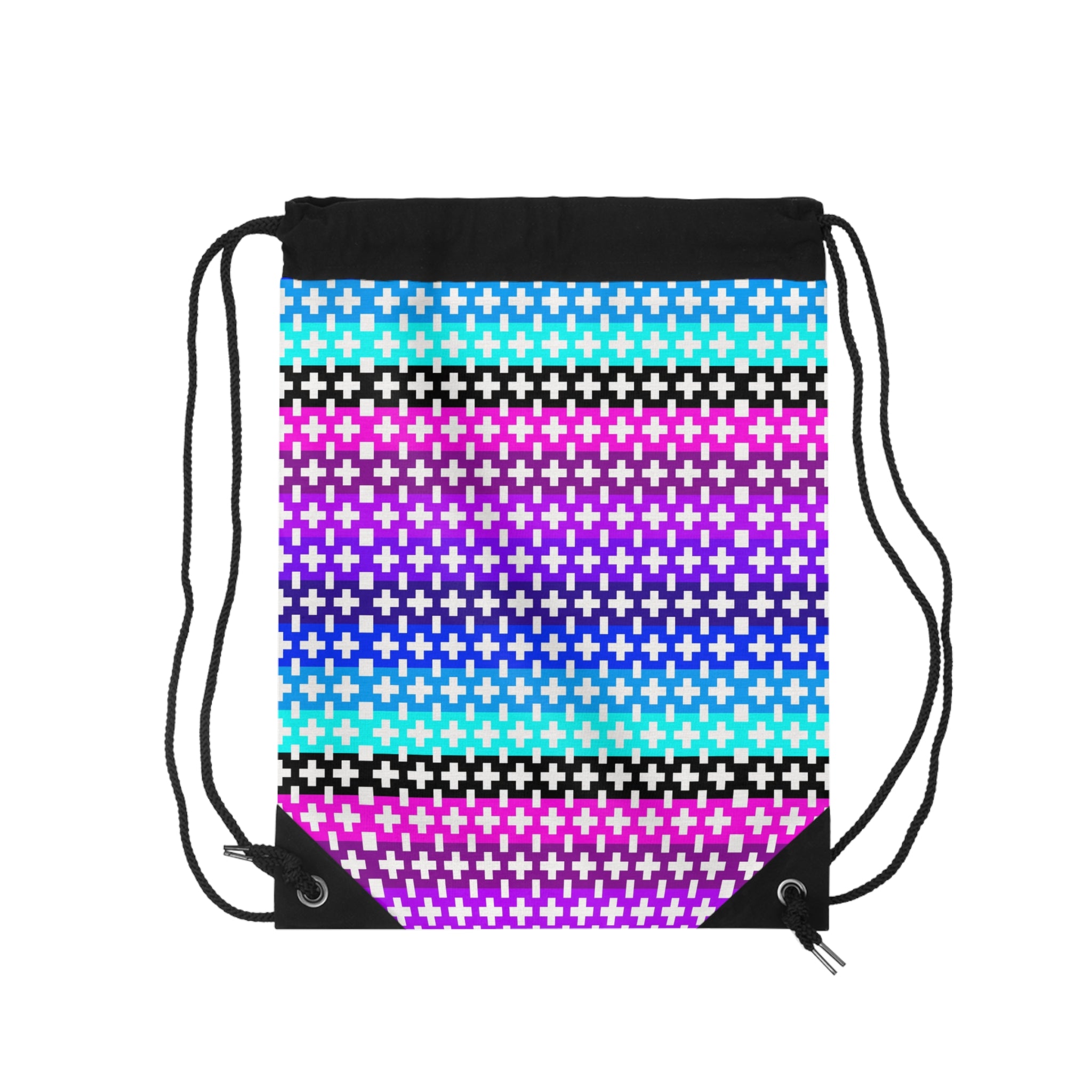 Vibrant Geometric Drawstring Bag, Colorful Gym Sack, Stylish Beach Bag, Unique Gift for Teens, Festival Accessory, Everyday Use
