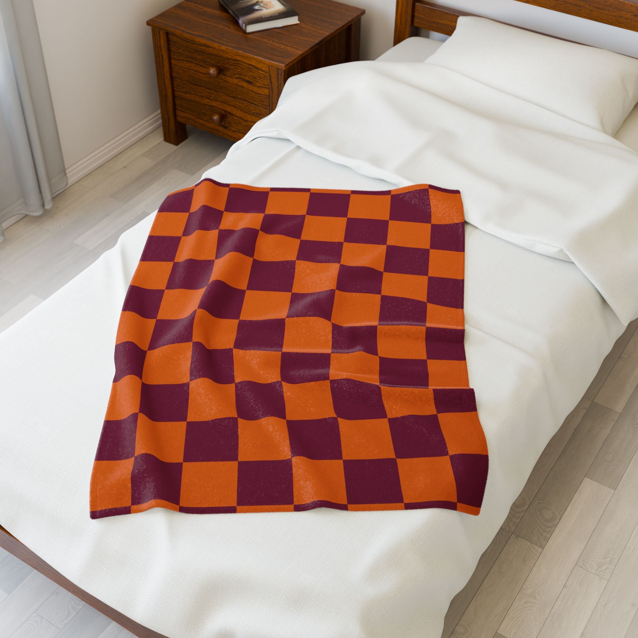 Cozy Velveteen Plush Blanket Featuring Checkerboard Design, Soft Throw, Gift for Home, Fall Decor, Cozy Nights, Special Occasions