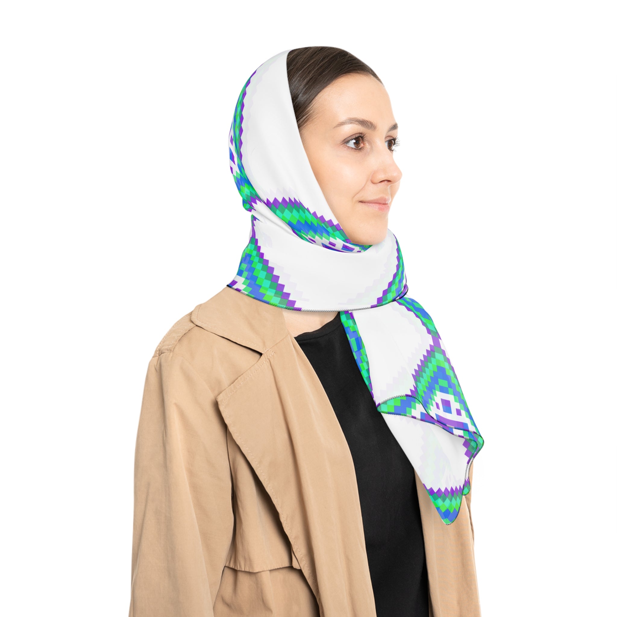 Colorful Geometric Pattern Scarf, Trendy Fashion Accessory, Gift for Her, Bohemian Style, Summer Scarf, Lightweight Neck Wrap