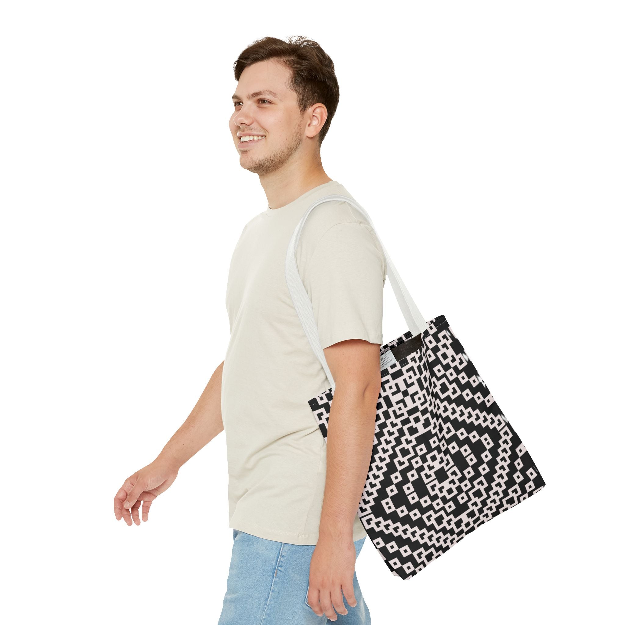 Chic Black and White Geometric Tote Bag | Stylish Everyday Carryall, Reusable Grocery Bag, Fashion Accessory, Gift for Her, Travel Tote