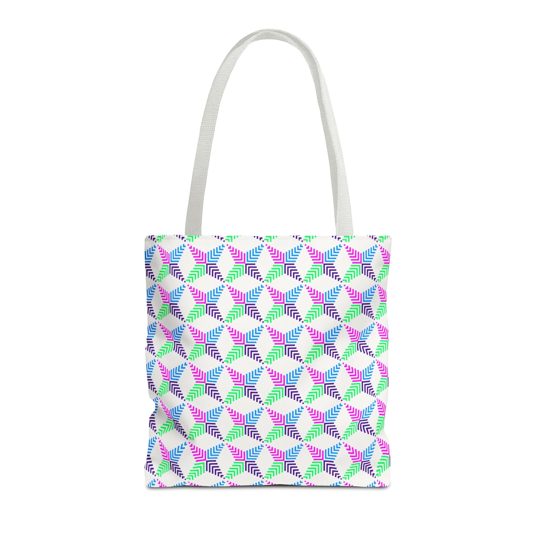 Colorful Geometric Tote Bag, AOP Canvas Shopper, Trendy Beach Bag for Shopping, Eco-Friendly Gift, Stylish Everyday Carry