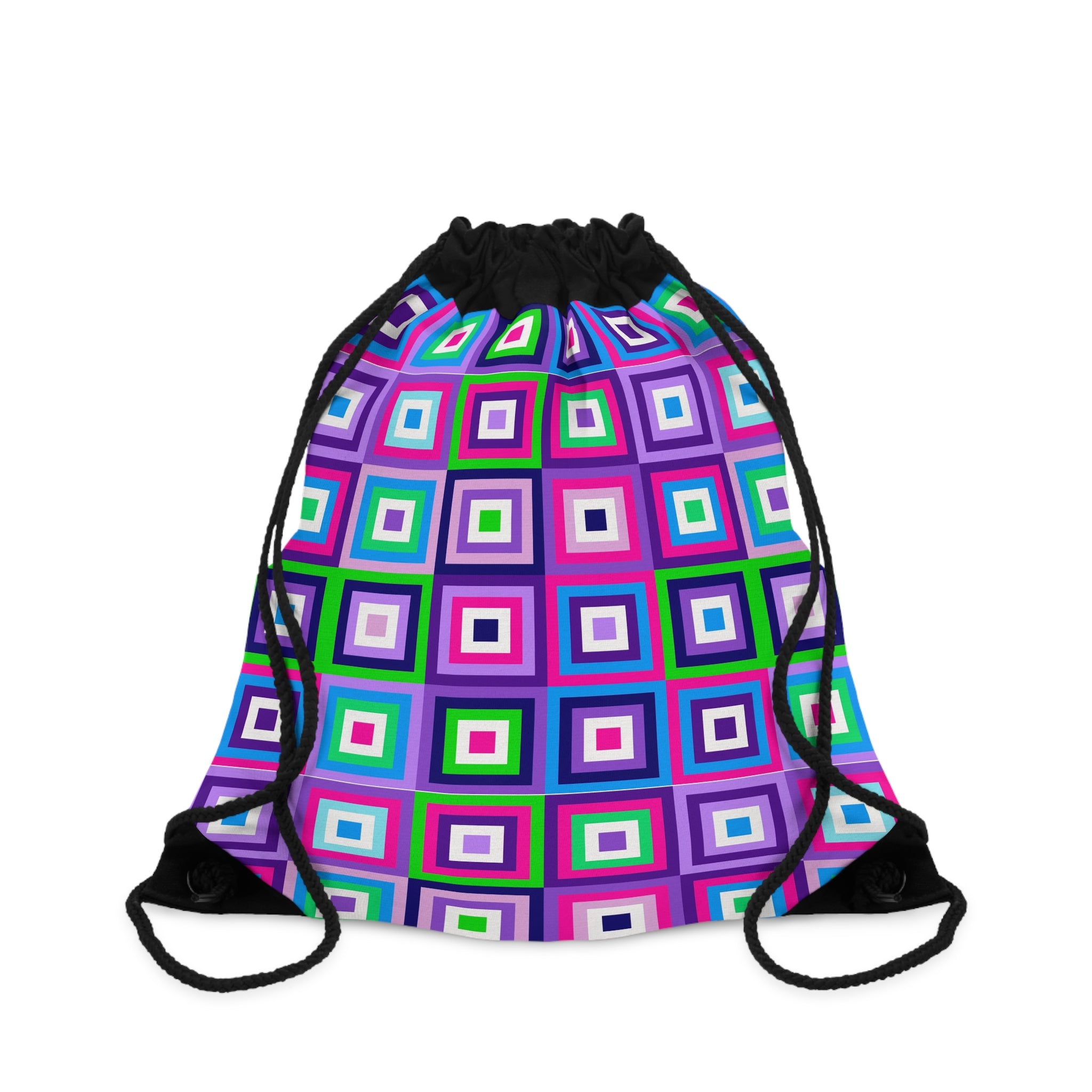 Colorful Geometric Drawstring Bag - Trendy Gym Sack, Perfect for Sports, Travel, Gifts, Back to School, and Daily Use
