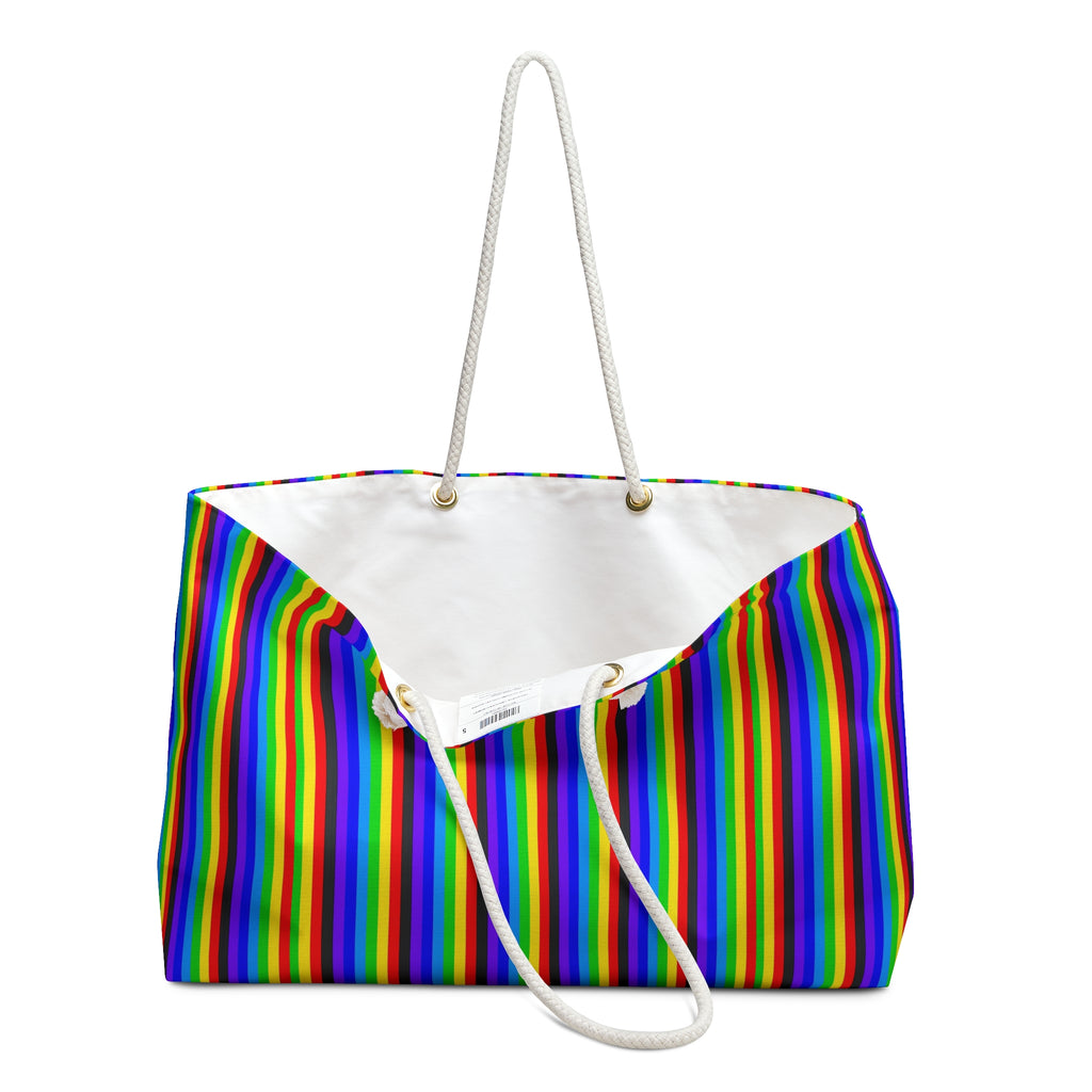 Vibrant Rainbow Stripe Weekender Bag - Travel Tote, Gym Bag, Beach Bag, Overnight Bag, Stylish Gift for Her
