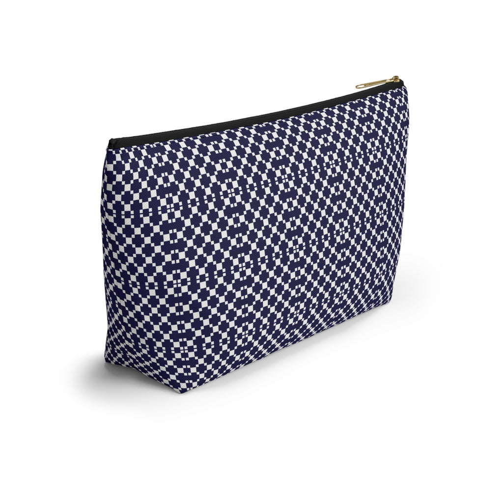 Navy Patterned Accessory Pouch, Makeup Bag, Toiletry Organizer, Gift for Her, Travel Essentials, Stylish Storage