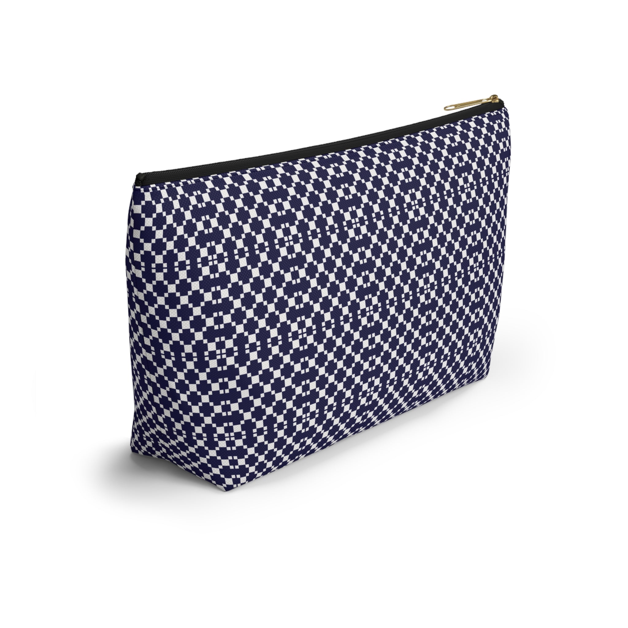 Navy Patterned Accessory Pouch, Makeup Bag, Toiletry Organizer, Gift for Her, Travel Essentials, Stylish Storage