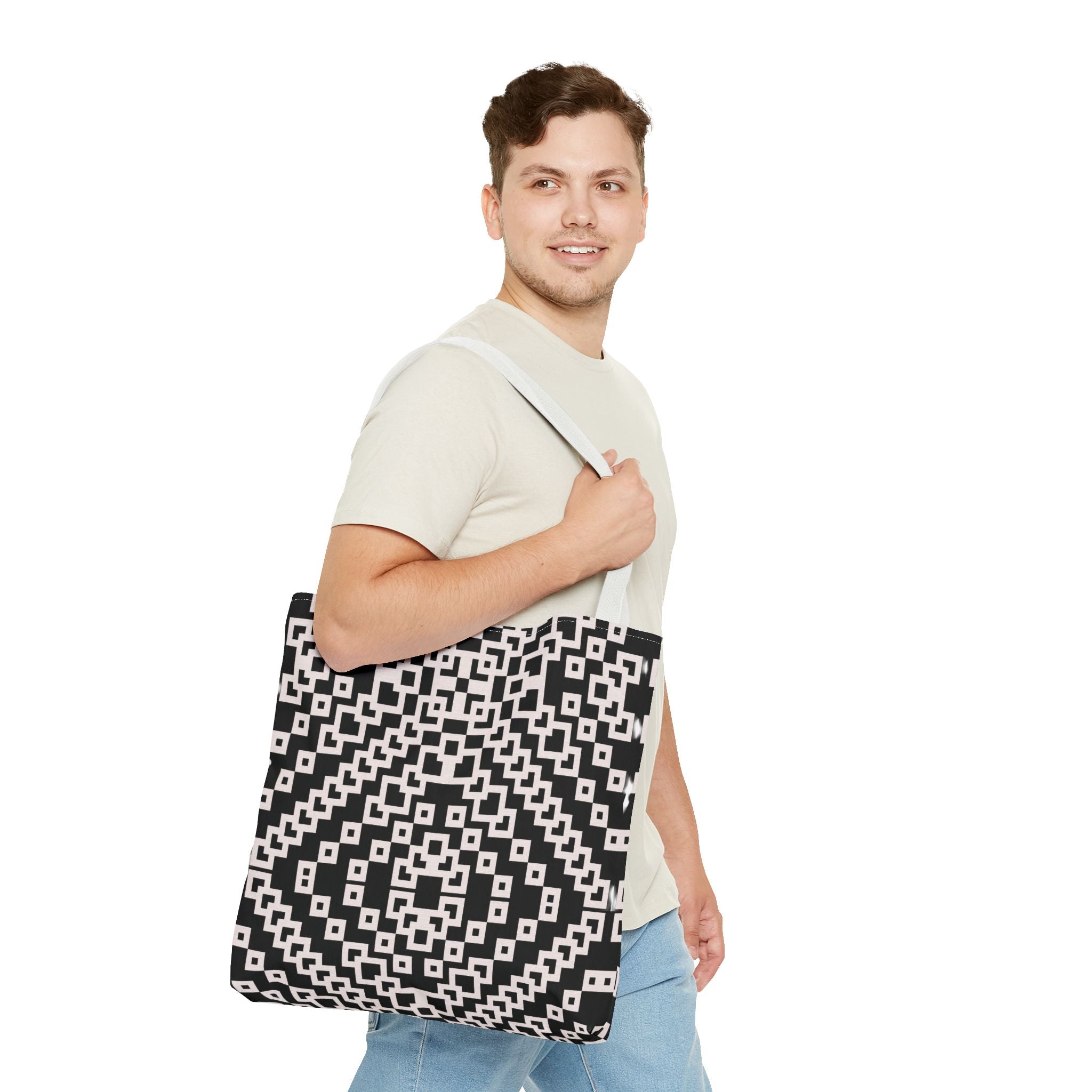 Chic Black and White Geometric Tote Bag | Stylish Everyday Carryall, Reusable Grocery Bag, Fashion Accessory, Gift for Her, Travel Tote