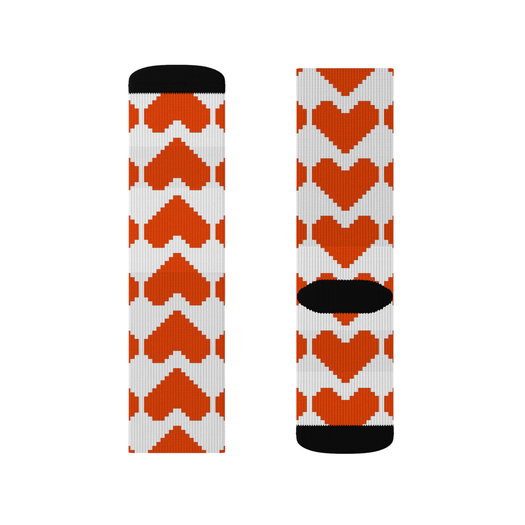 Heart Pattern Sublimation Socks - Fun Gift for Loved Ones, Cozy Footwear for Valentine's Day, Cute Casual Wear, Unique Accessories