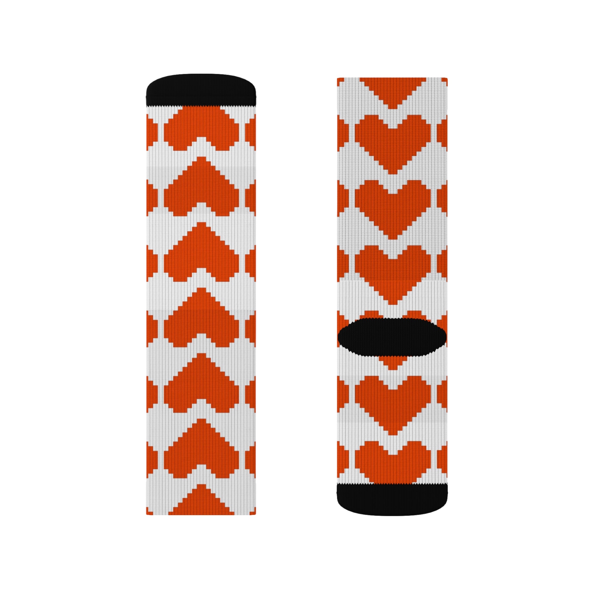 Heart Pattern Sublimation Socks - Fun Gift for Loved Ones, Cozy Footwear for Valentine's Day, Cute Casual Wear, Unique Accessories