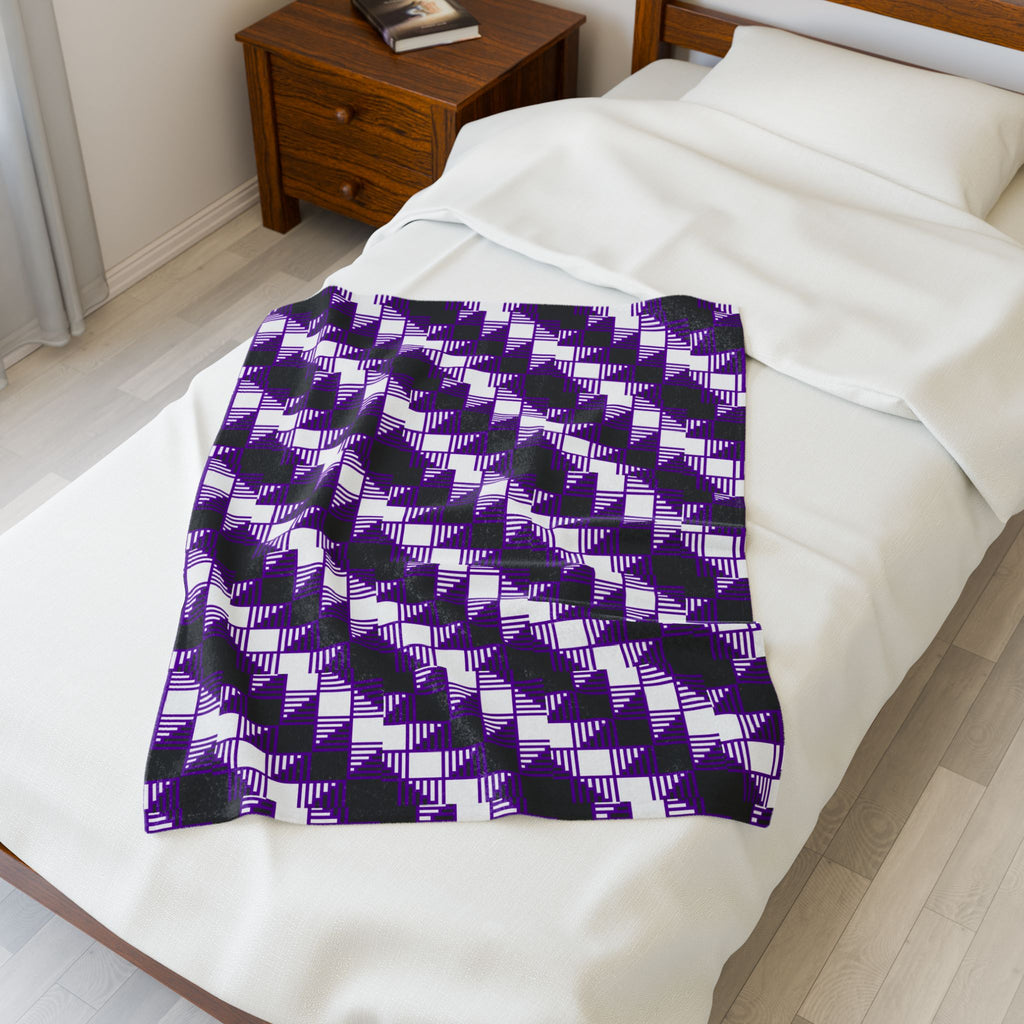 Cozy Abstract Pattern Velveteen Plush Blanket, Home Decor Throw, Warm Bedding, Gift for Her, Unique Layering Piece