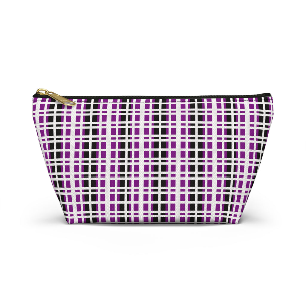 Purple Checkered Accessory Pouch | Makeup Bag, Toiletry Organizer, Travel Clutch, Gift for Her, Stylish Storage