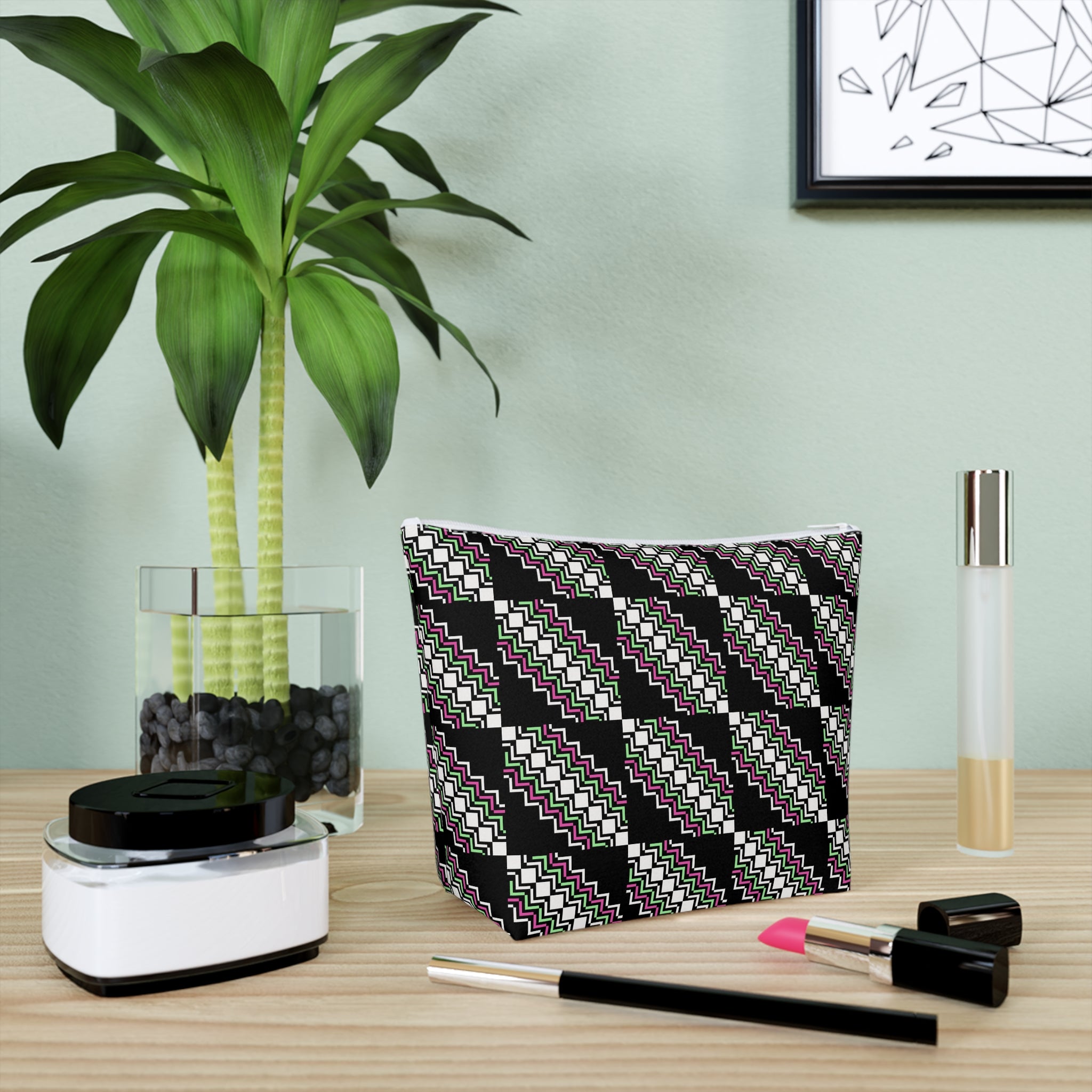 Chic Patterned Cotton Cosmetic Bag | Makeup Organizer, Travel Pouch, Cute Gift, Stylish Clutch, Everyday Essentials