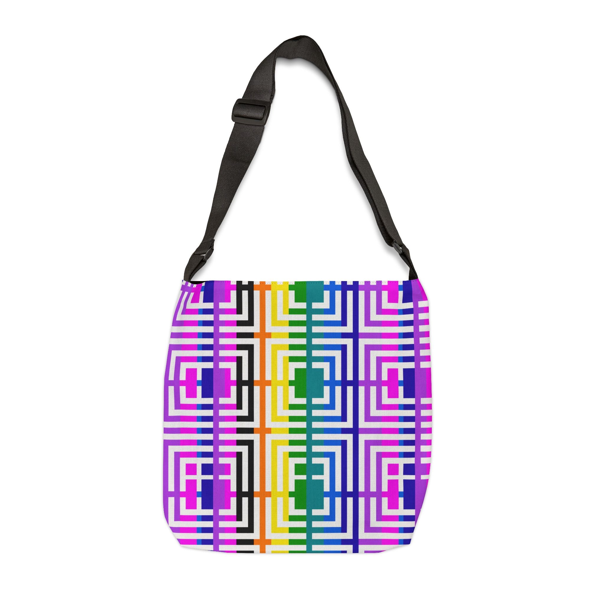 Vibrant Adjustable Tote Bag - Geometric Pattern, Perfect for Shopping, Travel, Beach, or Everyday Use, Unique Gift Idea