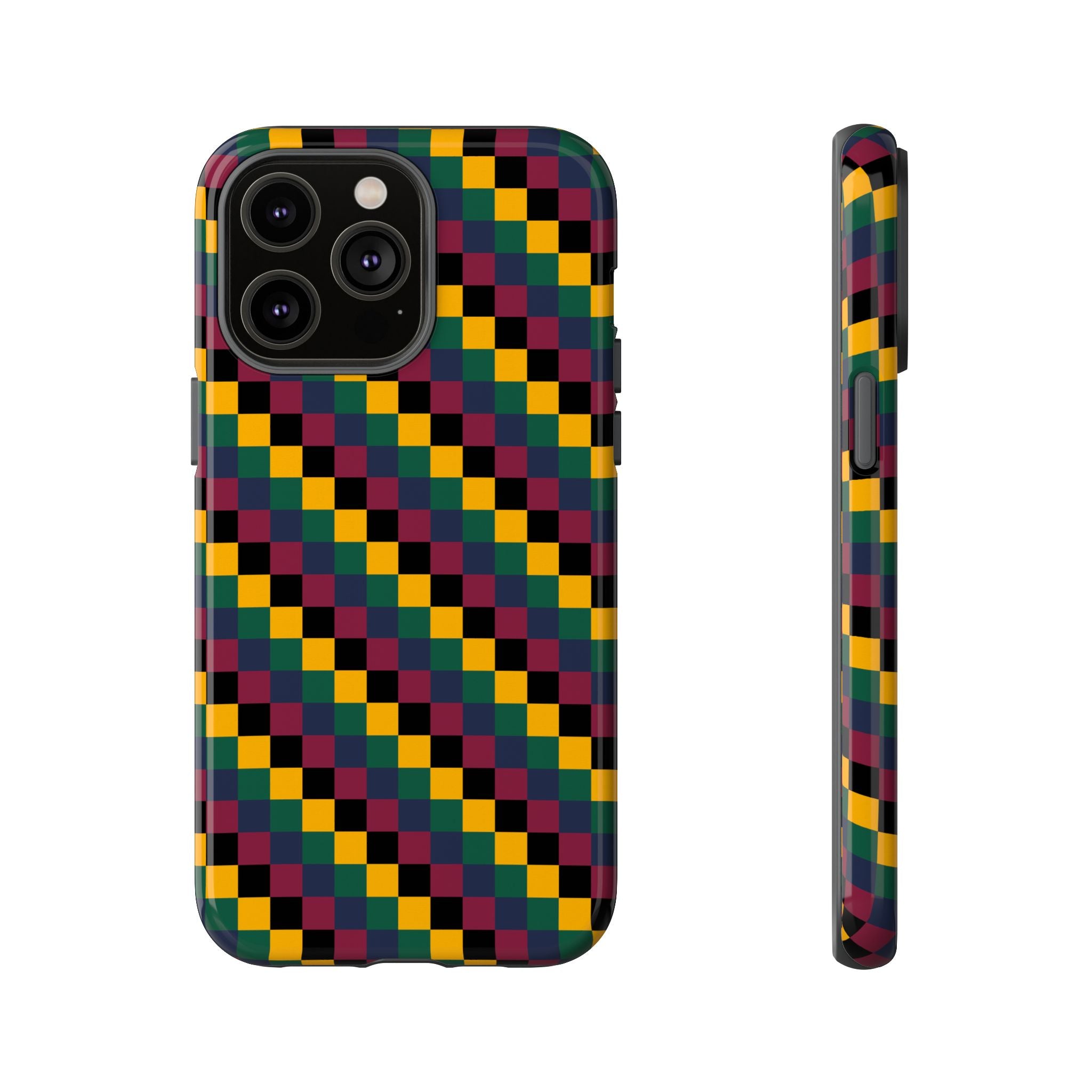 Colorful Checkered Phone Case, Tough Phone Cover, Unique Phone Accessory, Geometric Design, Gift for Tech Lovers, Stylish Protection