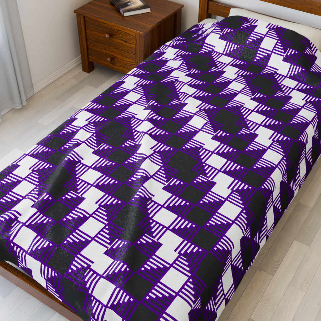 Cozy Abstract Pattern Velveteen Plush Blanket, Home Decor Throw, Warm Bedding, Gift for Her, Unique Layering Piece