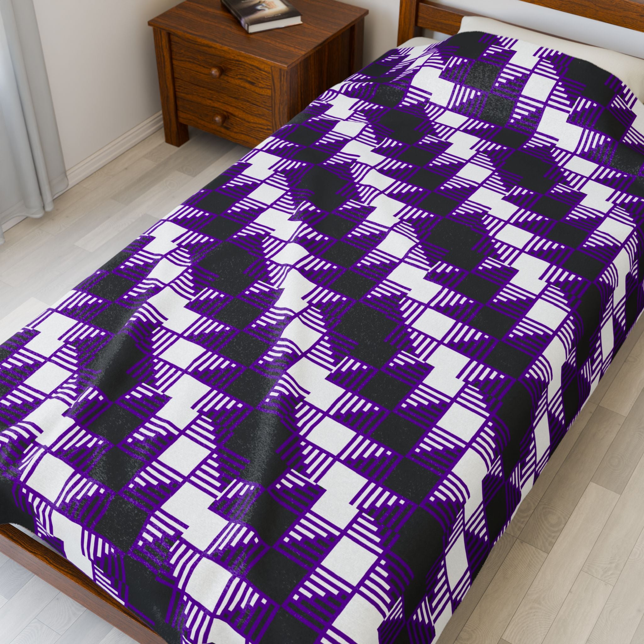 Cozy Abstract Pattern Velveteen Plush Blanket, Home Decor Throw, Warm Bedding, Gift for Her, Unique Layering Piece