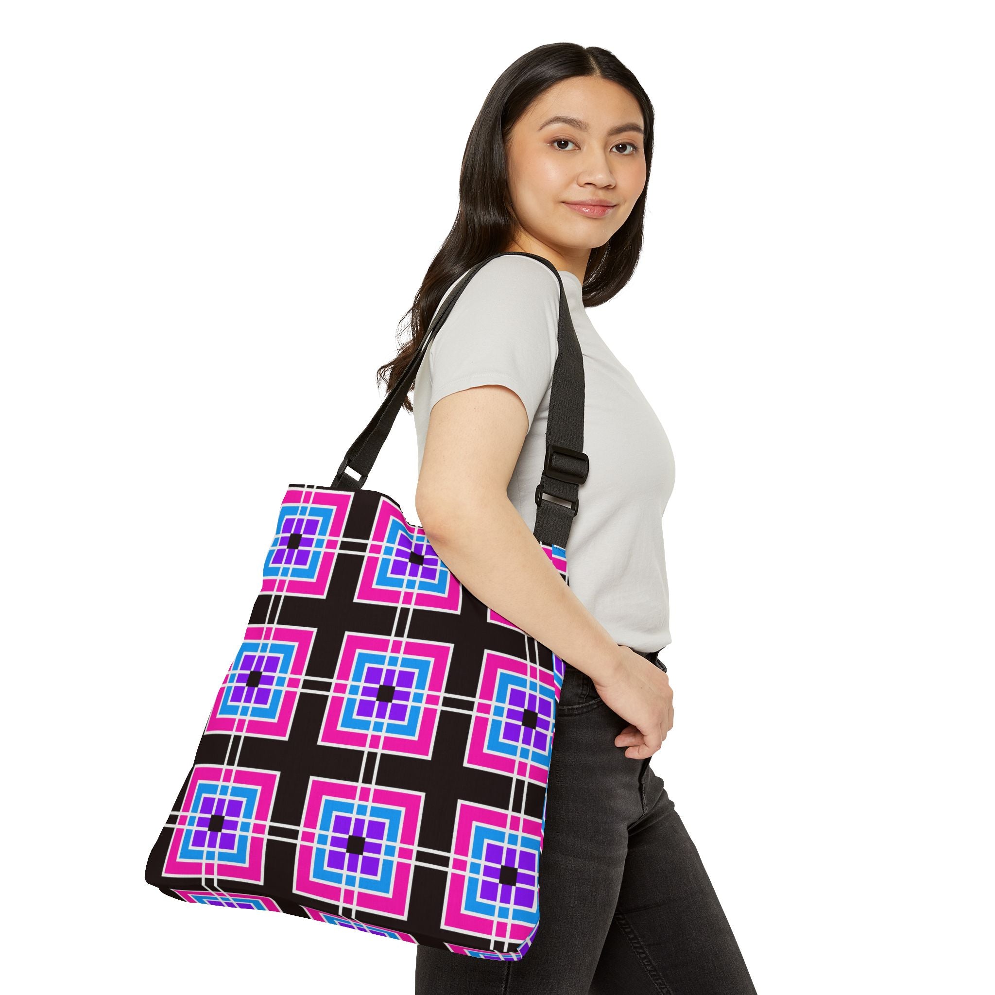 Colorful Geometric Adjustable Tote Bag, Stylish Handbag for Everyday Use, Shopping Bag, Casual Tote, Unique Gift Idea