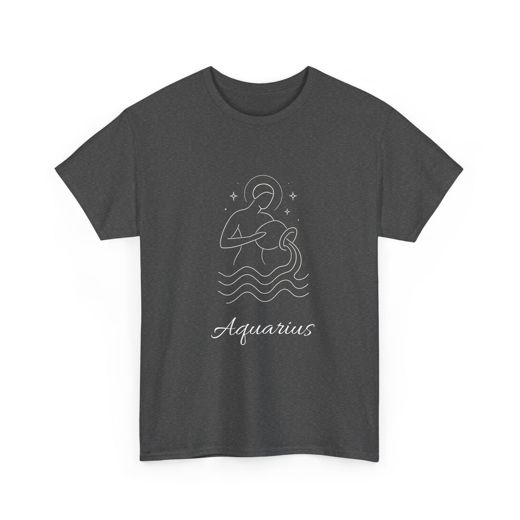 Aquarius Unisex Heavy Cotton Tee, Astrology Shirt, Zodiac Tee, Birthday Gift, Horoscope Apparel, Casual Wear