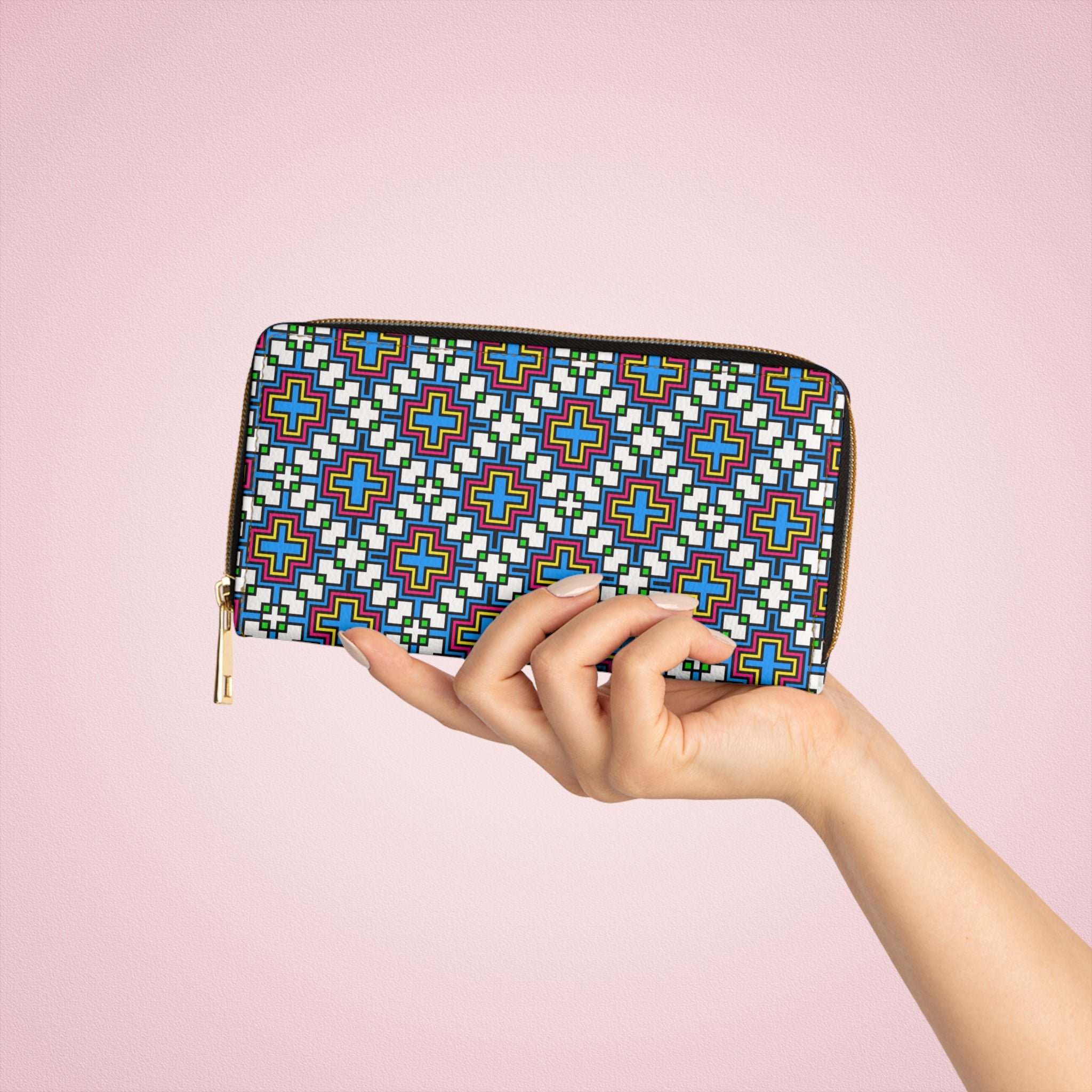 Colorful Geometric Zipper Wallet | Stylish Organizer for Everyday Use | Gift for Her, Mother's Day, Travel Accessory, Unique Design