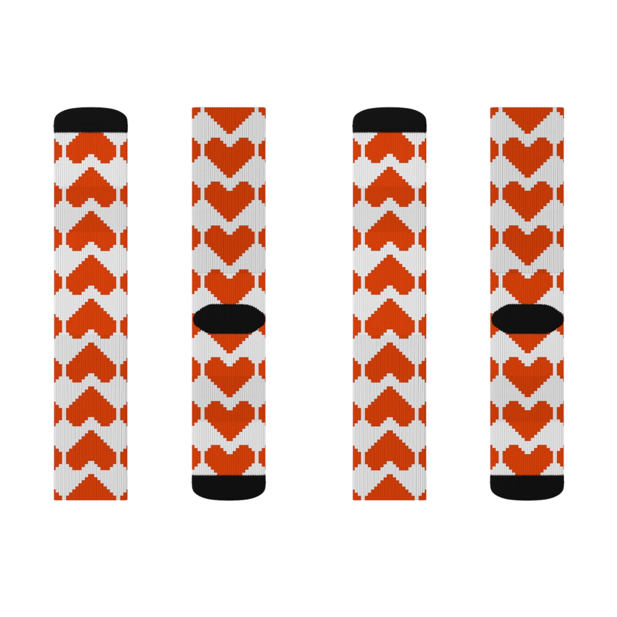 Heart Pattern Sublimation Socks - Fun Gift for Loved Ones, Cozy Footwear for Valentine's Day, Cute Casual Wear, Unique Accessories