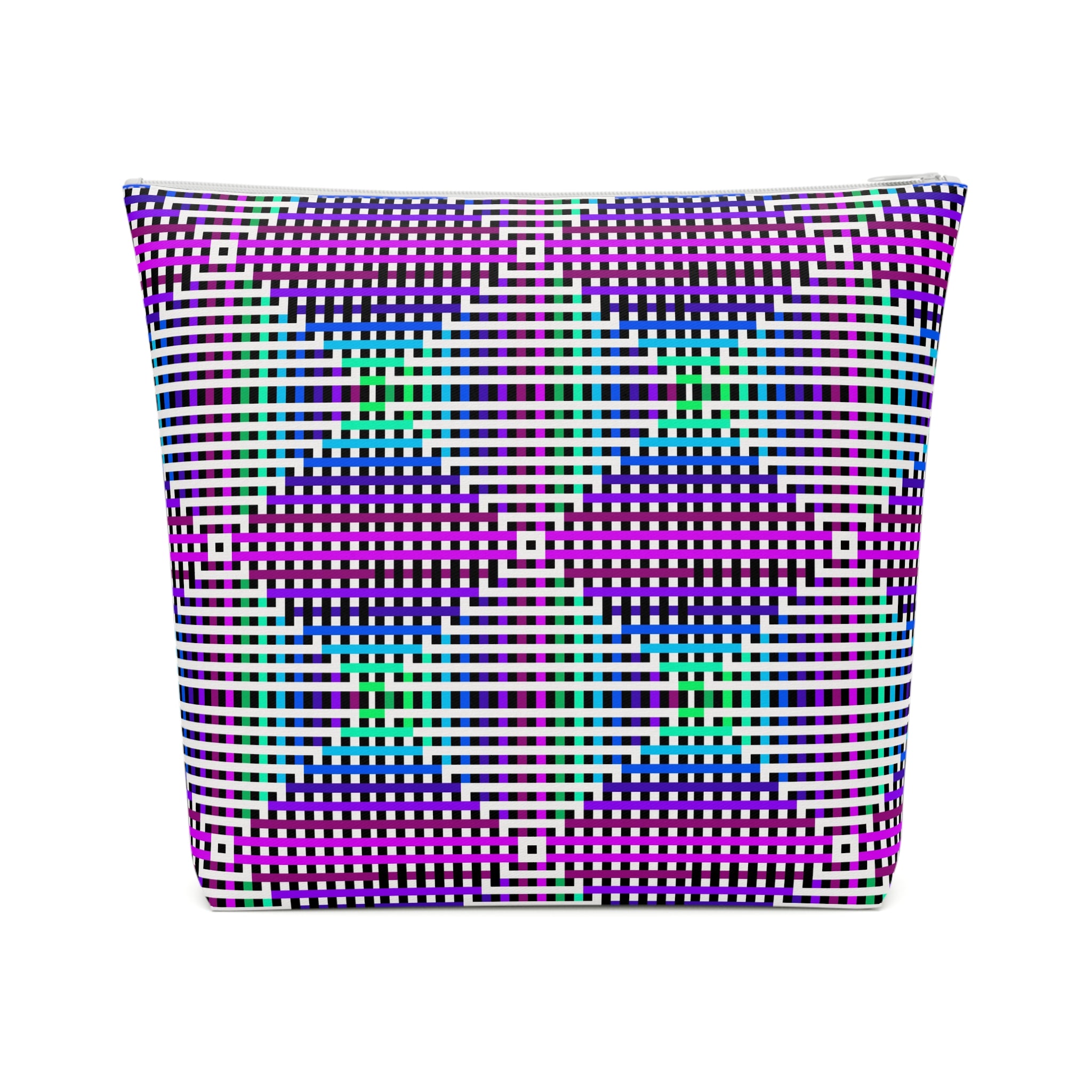 Vibrant Geometric Cosmetic Bag | Makeup Organizer, Travel Bag, Gift for Her, Toiletry Pouch, Purple Pattern