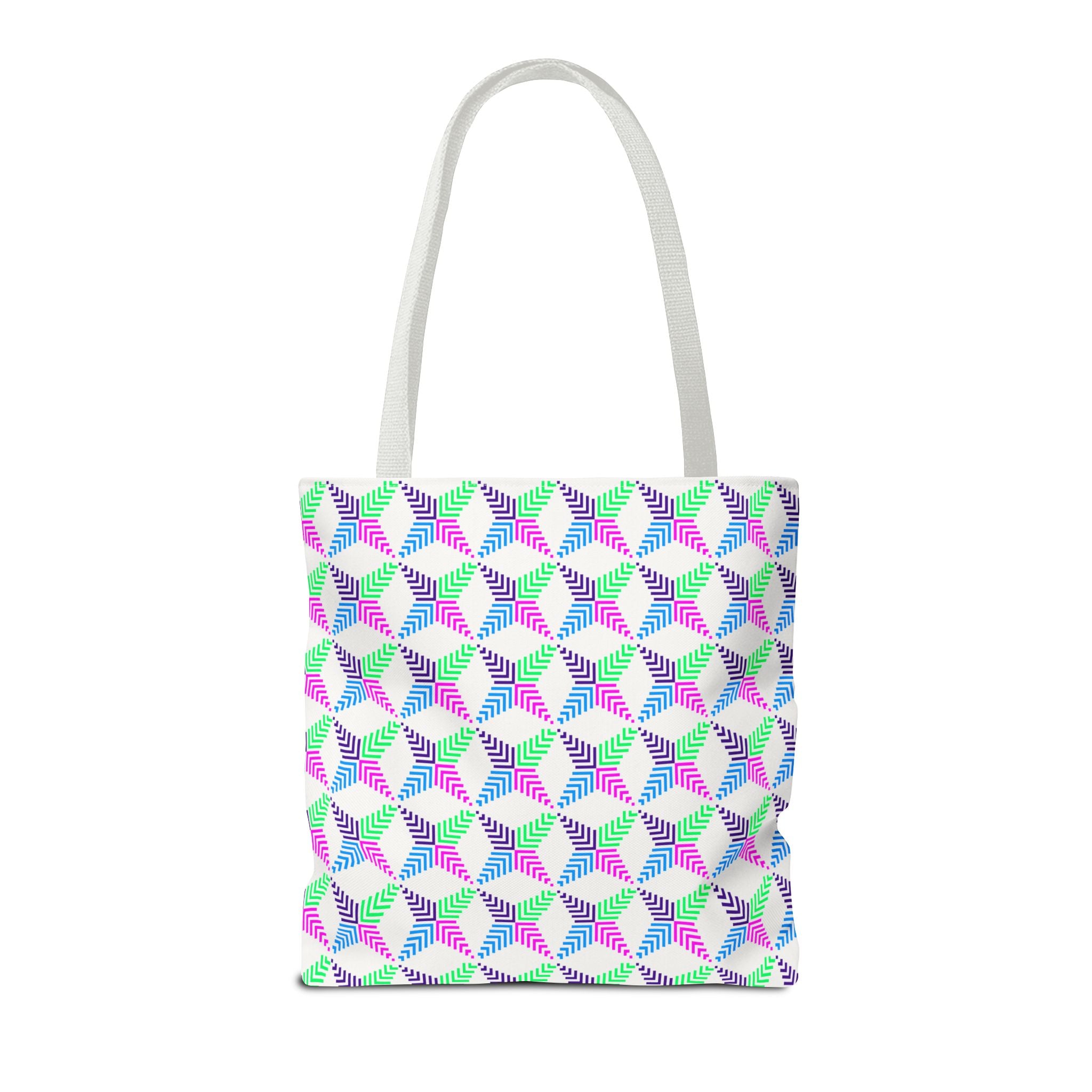 Colorful Geometric Tote Bag, AOP Canvas Shopper, Trendy Beach Bag for Shopping, Eco-Friendly Gift, Stylish Everyday Carry