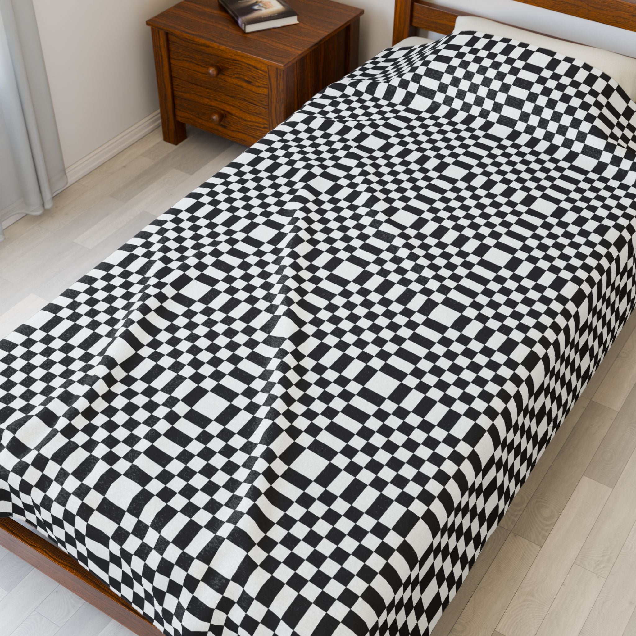 Cozy Checkerboard Velveteen Plush Blanket | Soft Throw for Home Decor, Gift for Wedding, Holiday, Kids, Living Room
